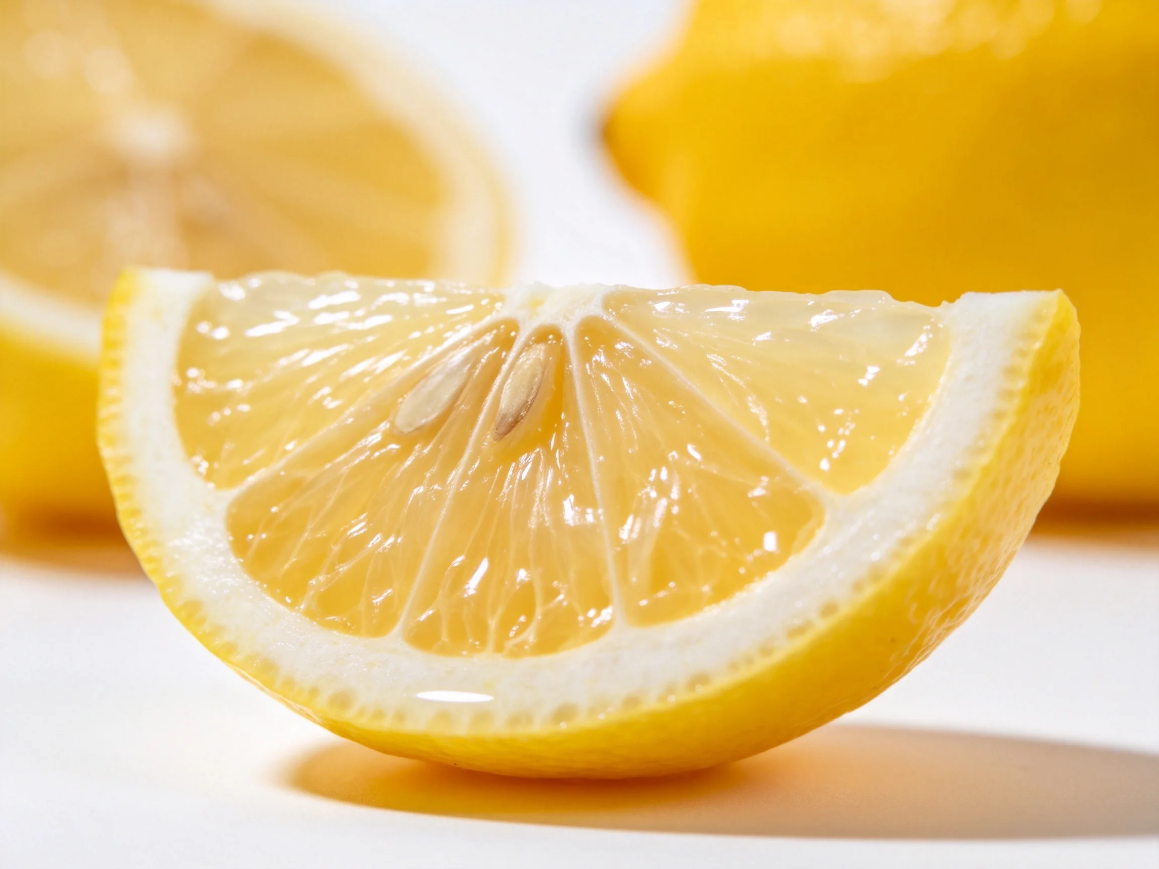 Fresh lemon slices with vibrant yellow hues and juicy segments