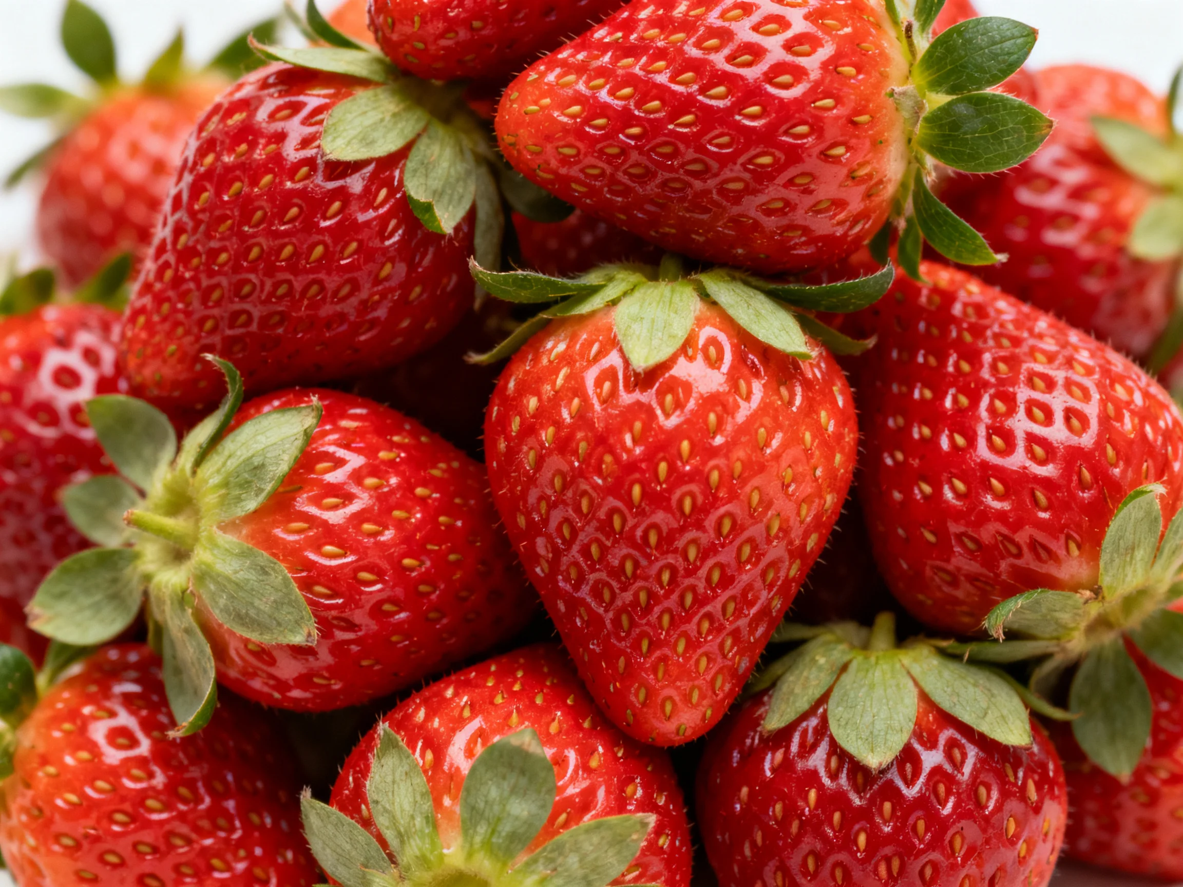 Fresh, vibrant strawberries densely piled together