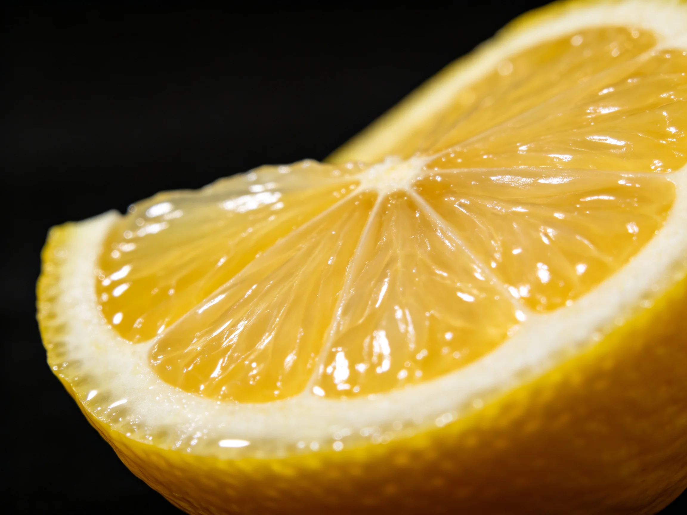Freshly Sliced Lemon Half with Juicy Yellow Interior