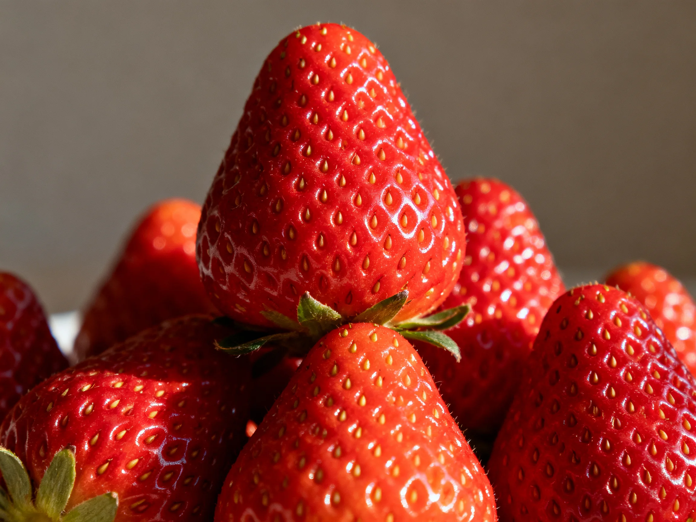 Freshly picked vibrant red strawberries clustered in a pile
