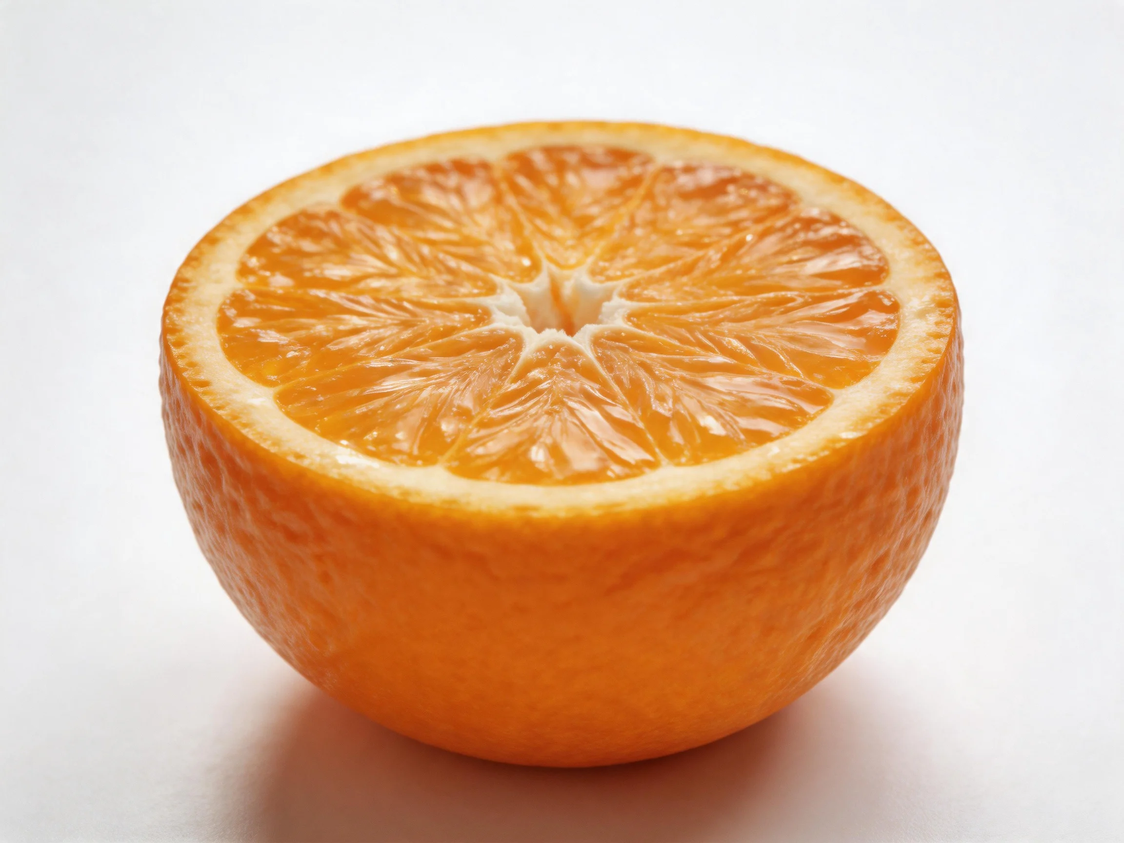 Half of a brightly colored orange citrus fruit