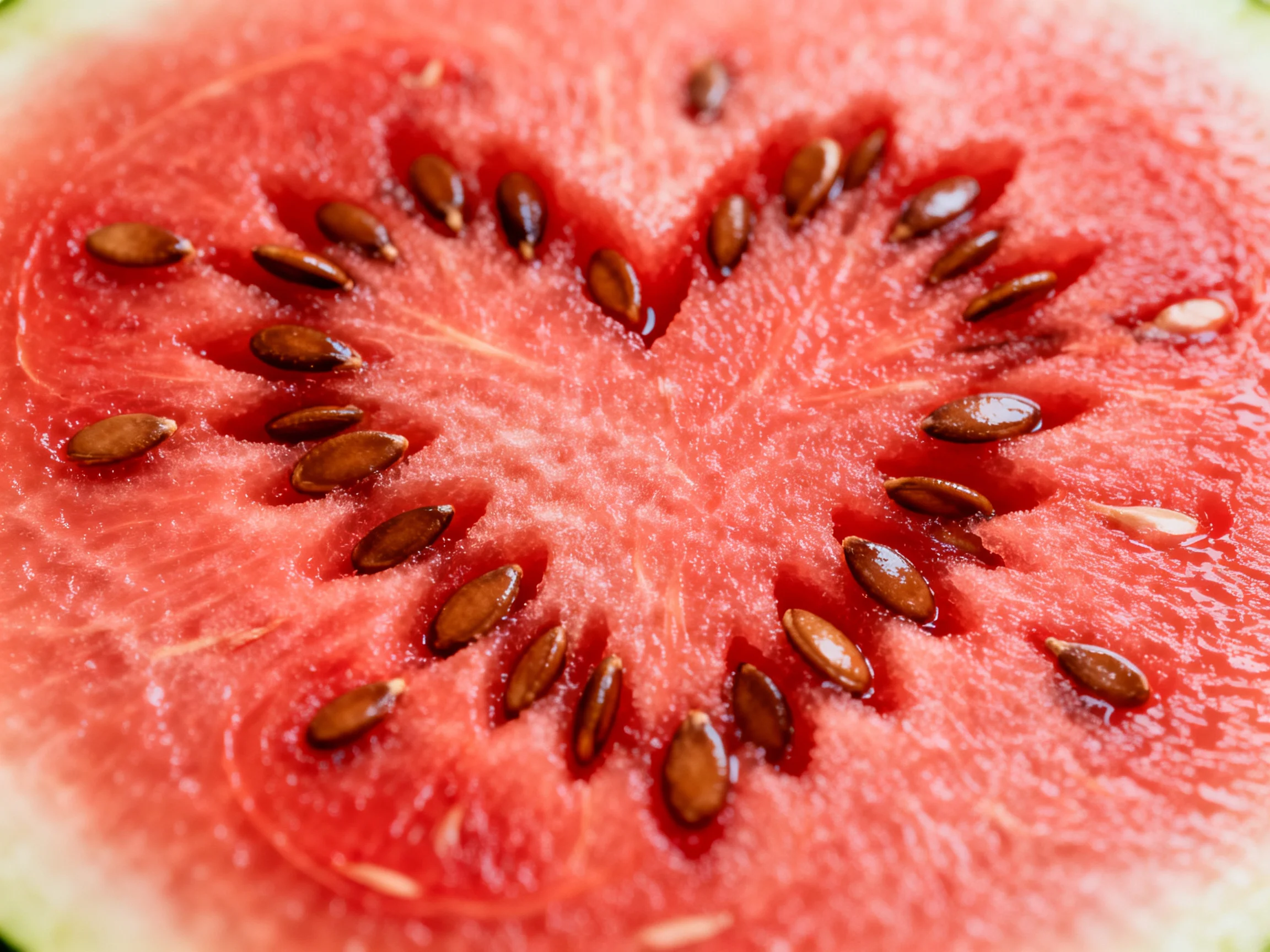 Heart - shaped watermelon slice with red flesh and brown seeds