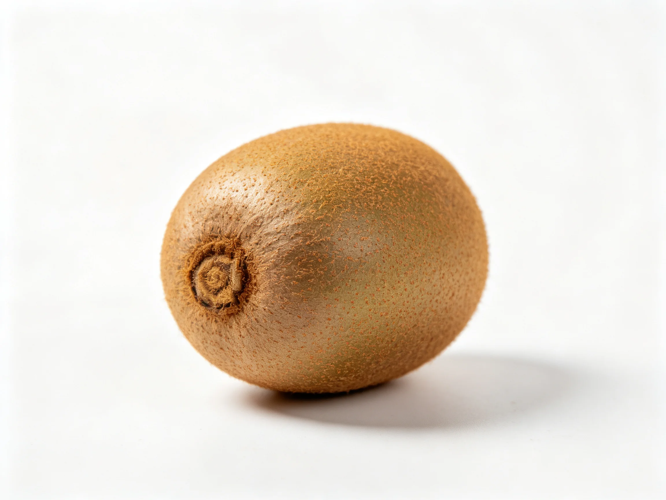 Single ripe brown kiwi fruit with fuzzy exterior