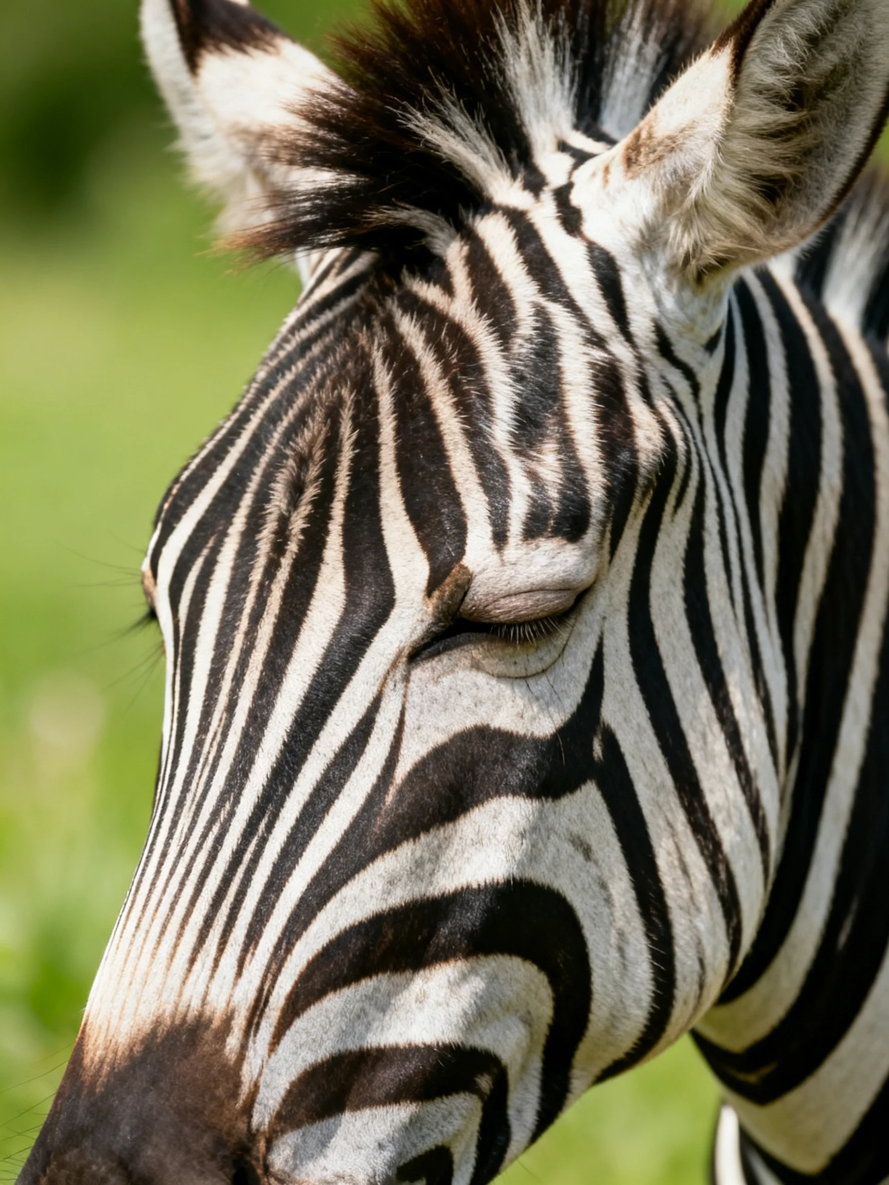 Close - up portrait of a zebra with bold black and white stripes