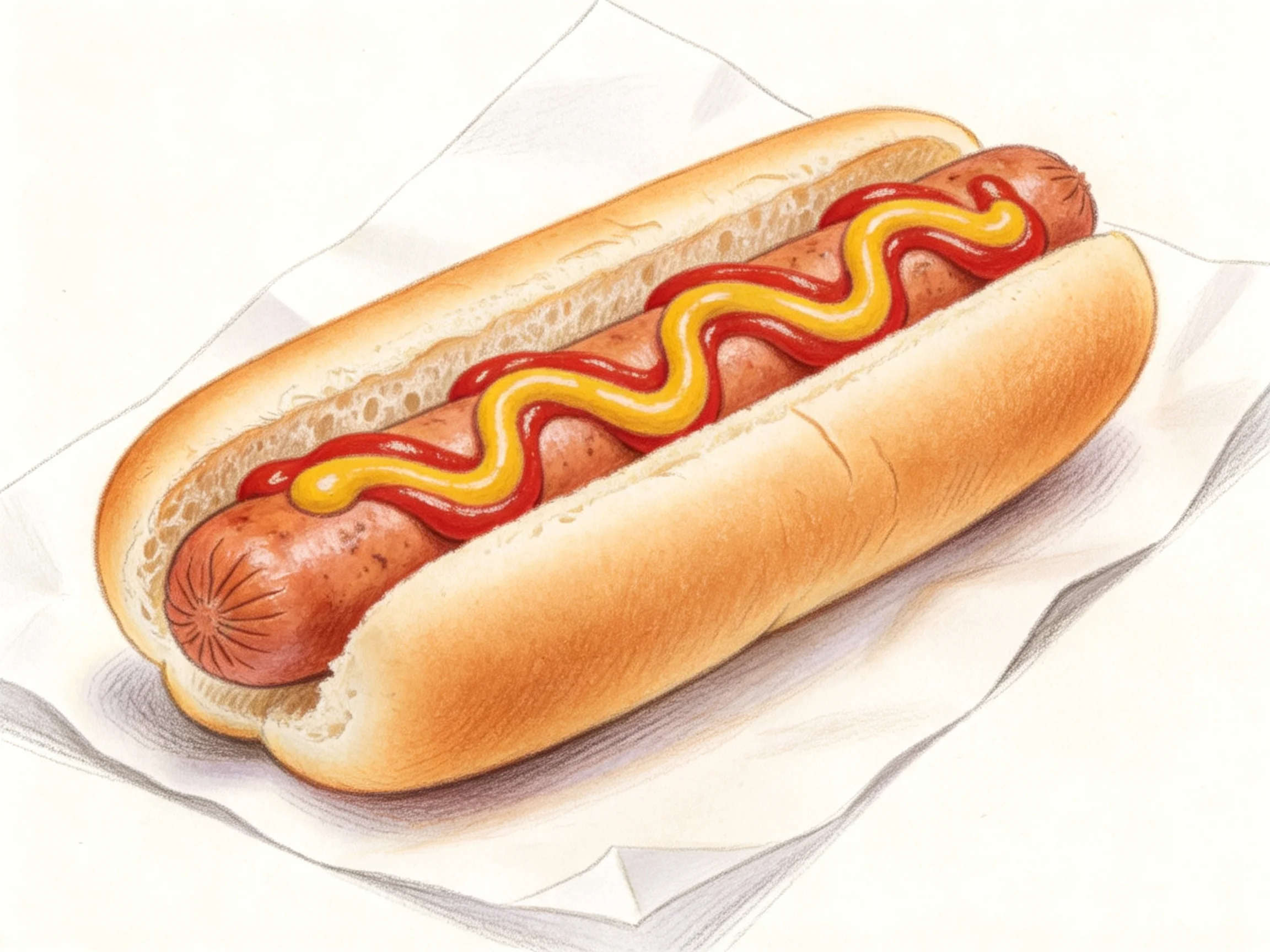 A classic hot dog with red and yellow condiments in a soft bun