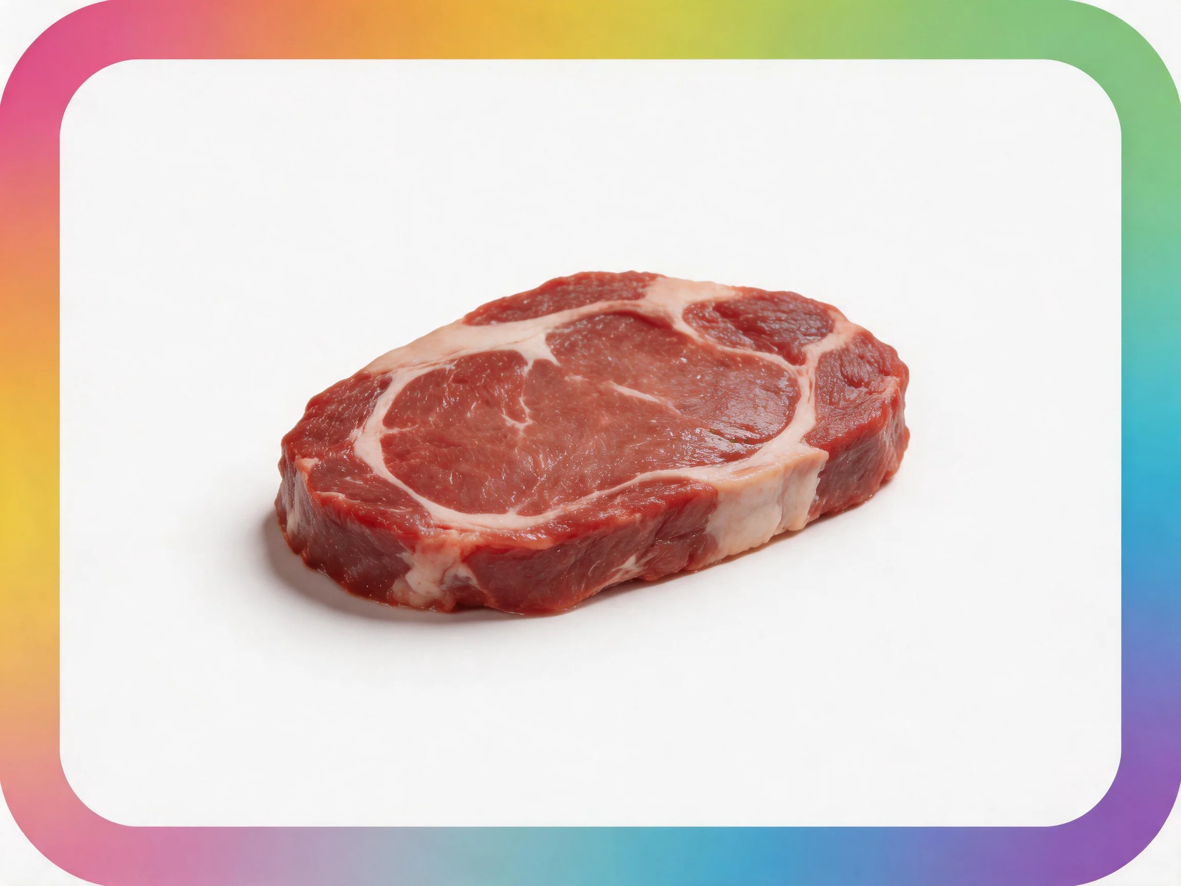 A fresh raw marbled beef steak with white fat accents