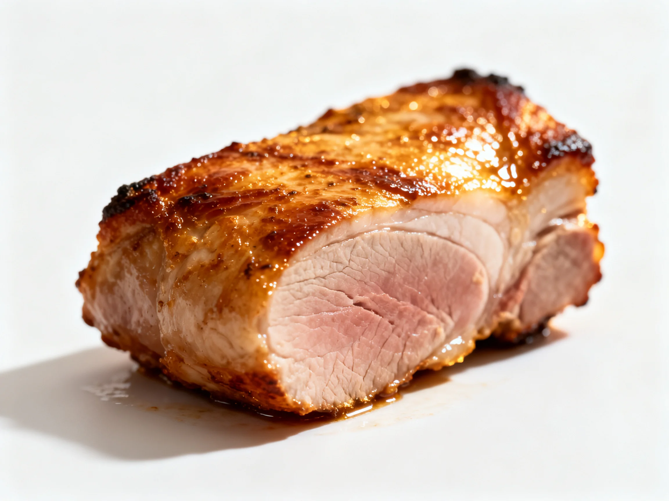 A golden-brown roasted pork chop with tender pink interior