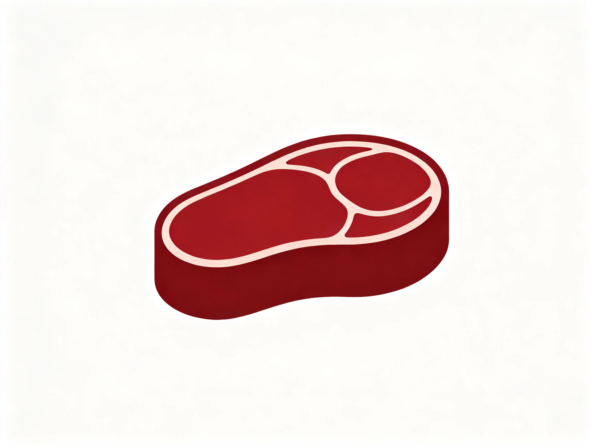 A stylized red meat cut illustration with white marbling details