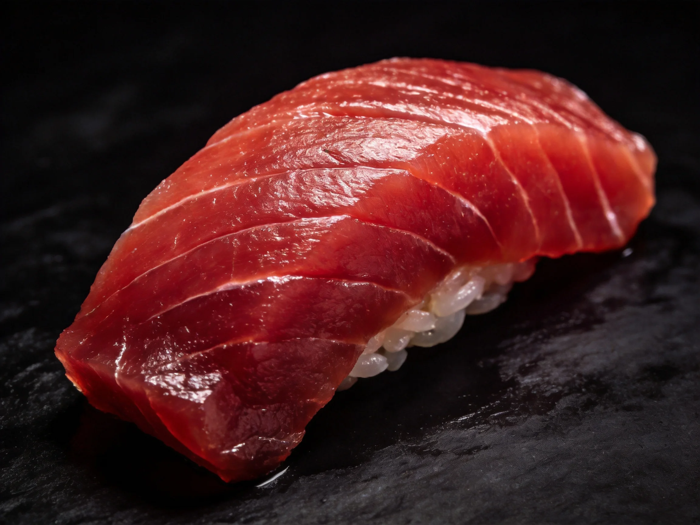 Fresh tuna nigiri sushi with vibrant red fish and white rice