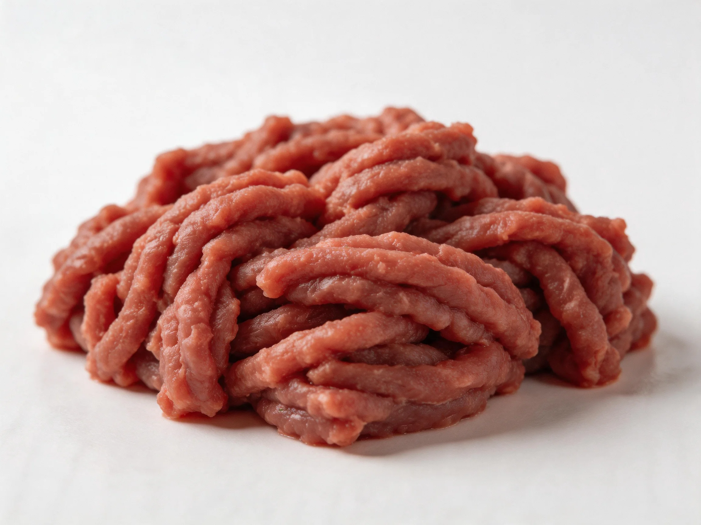 Freshly prepared ground beef with rich reddish-brown hues