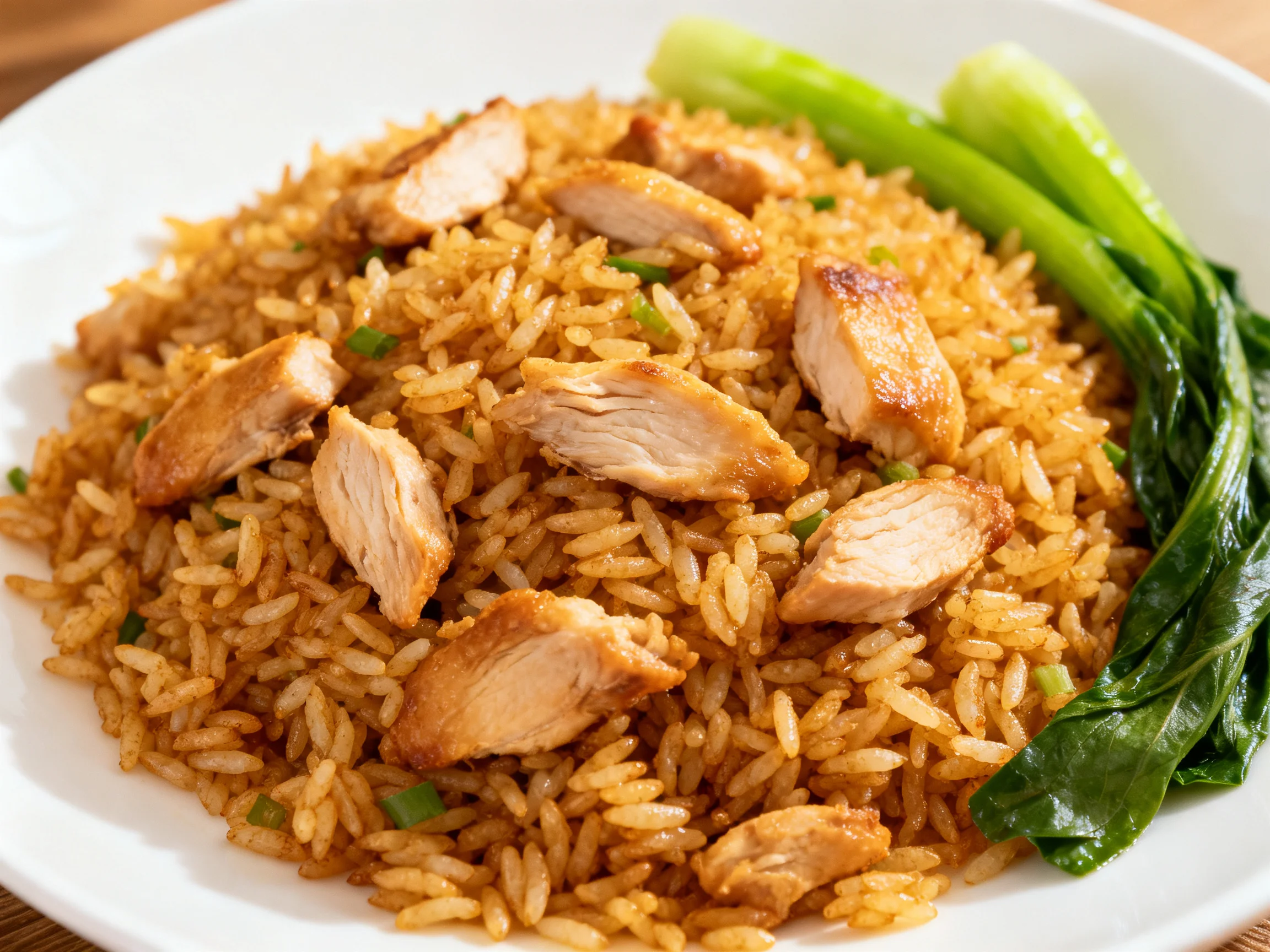 Golden Chicken Fried Rice with Green Vegetables