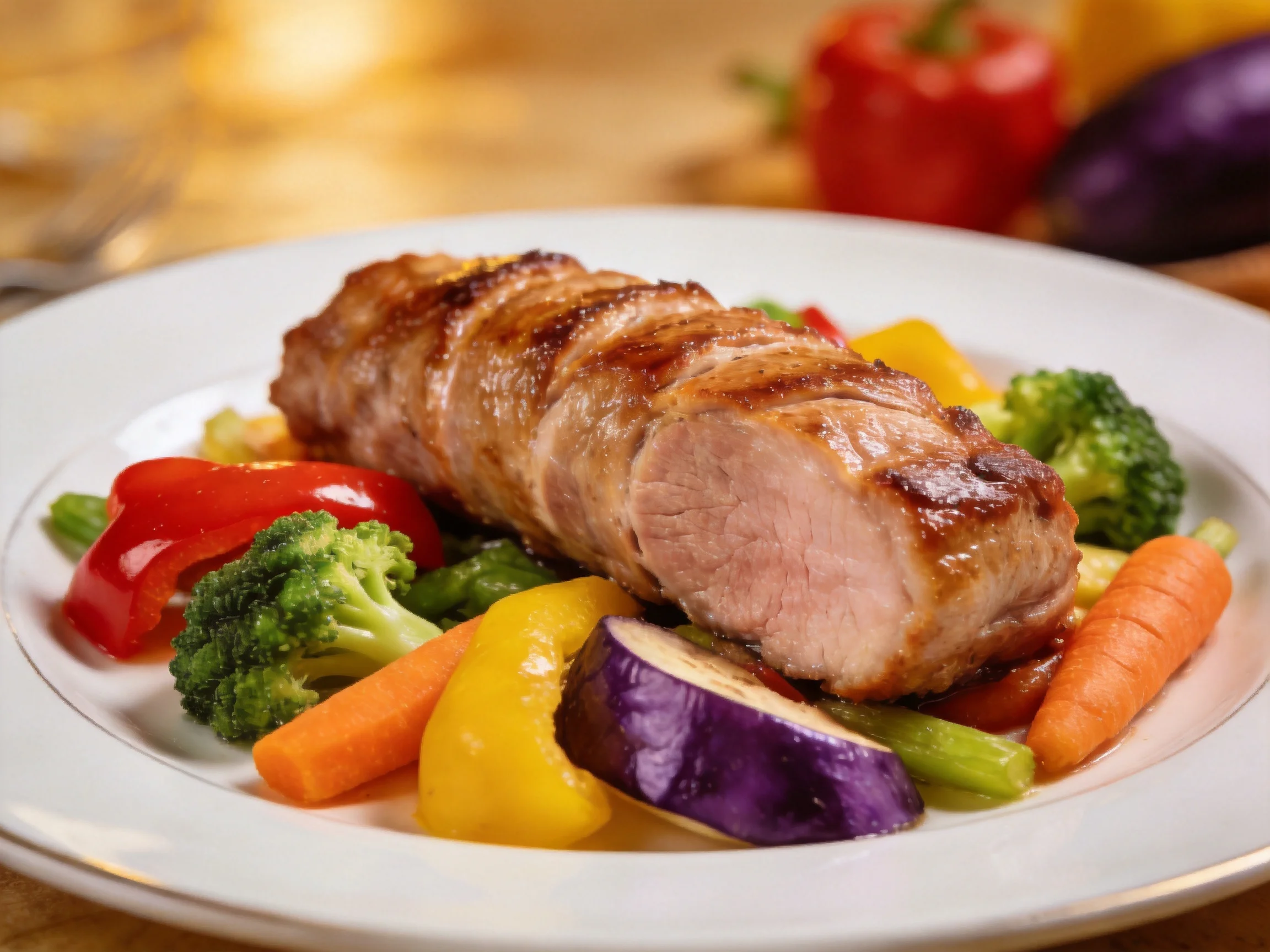 Grilled Pork Tenderloin with Colorful Mixed Vegetables