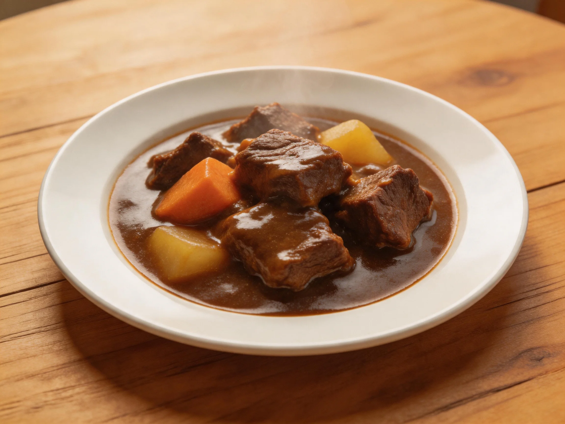 Hearty Beef Stew with Carrots and Potatoes in Brown Sauce