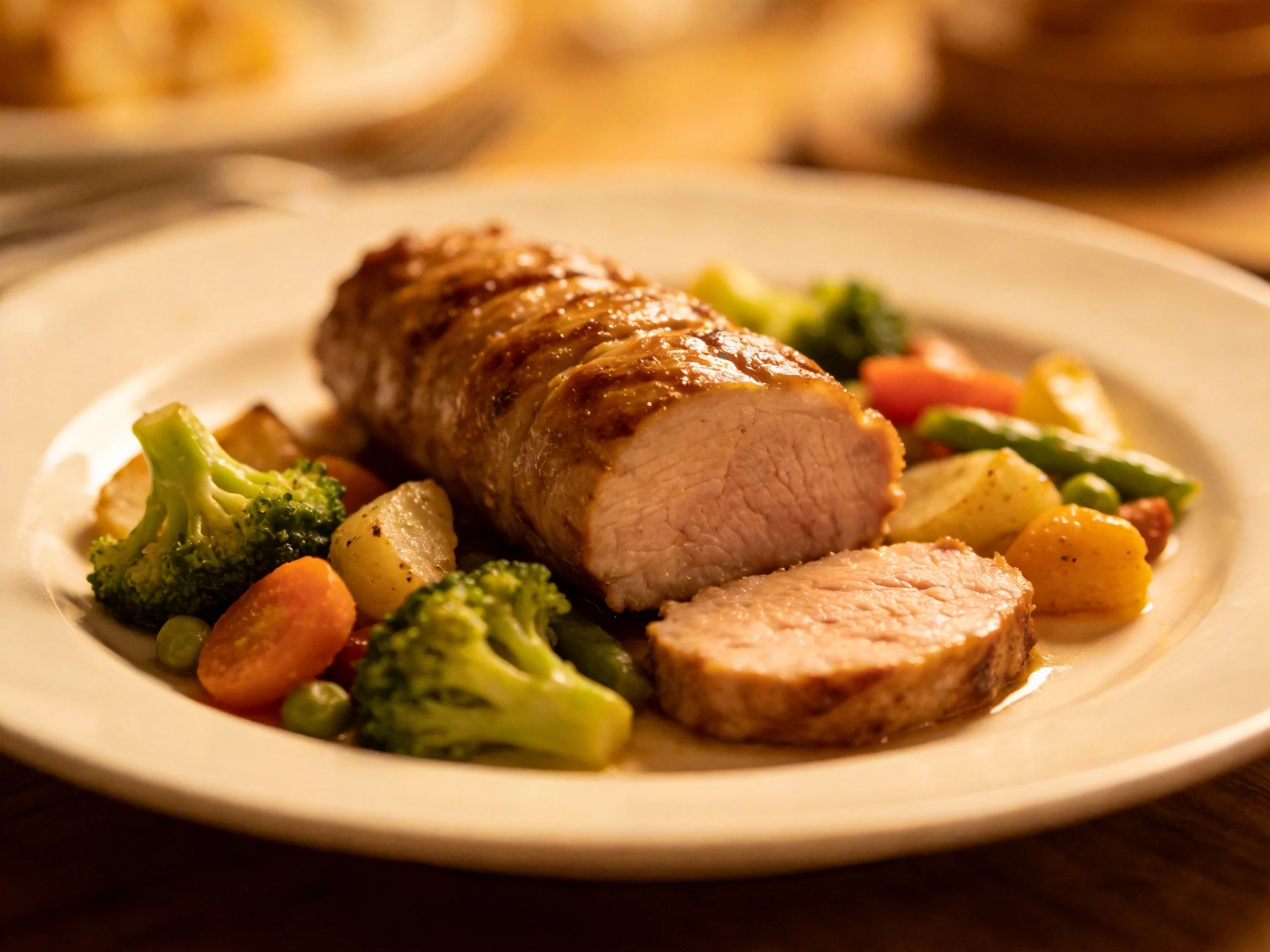 Sliced Roasted Pork Tenderloin with Mixed Vegetables