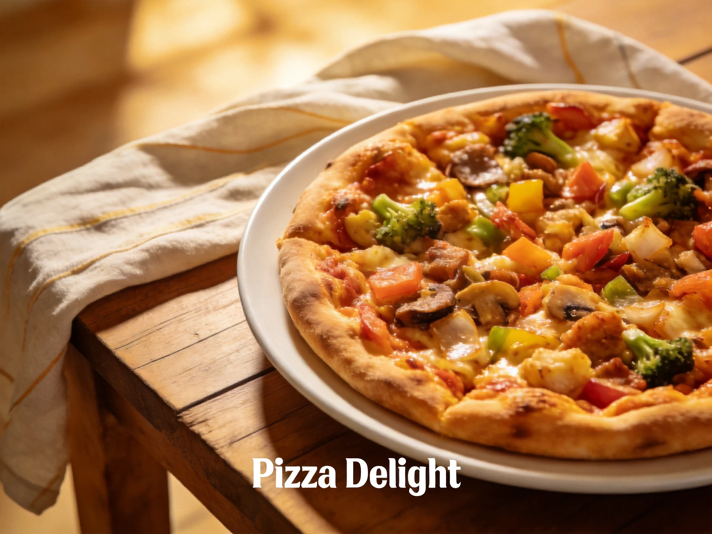 Vibrant Veggie Pizza with Golden Crust and Diverse Toppings