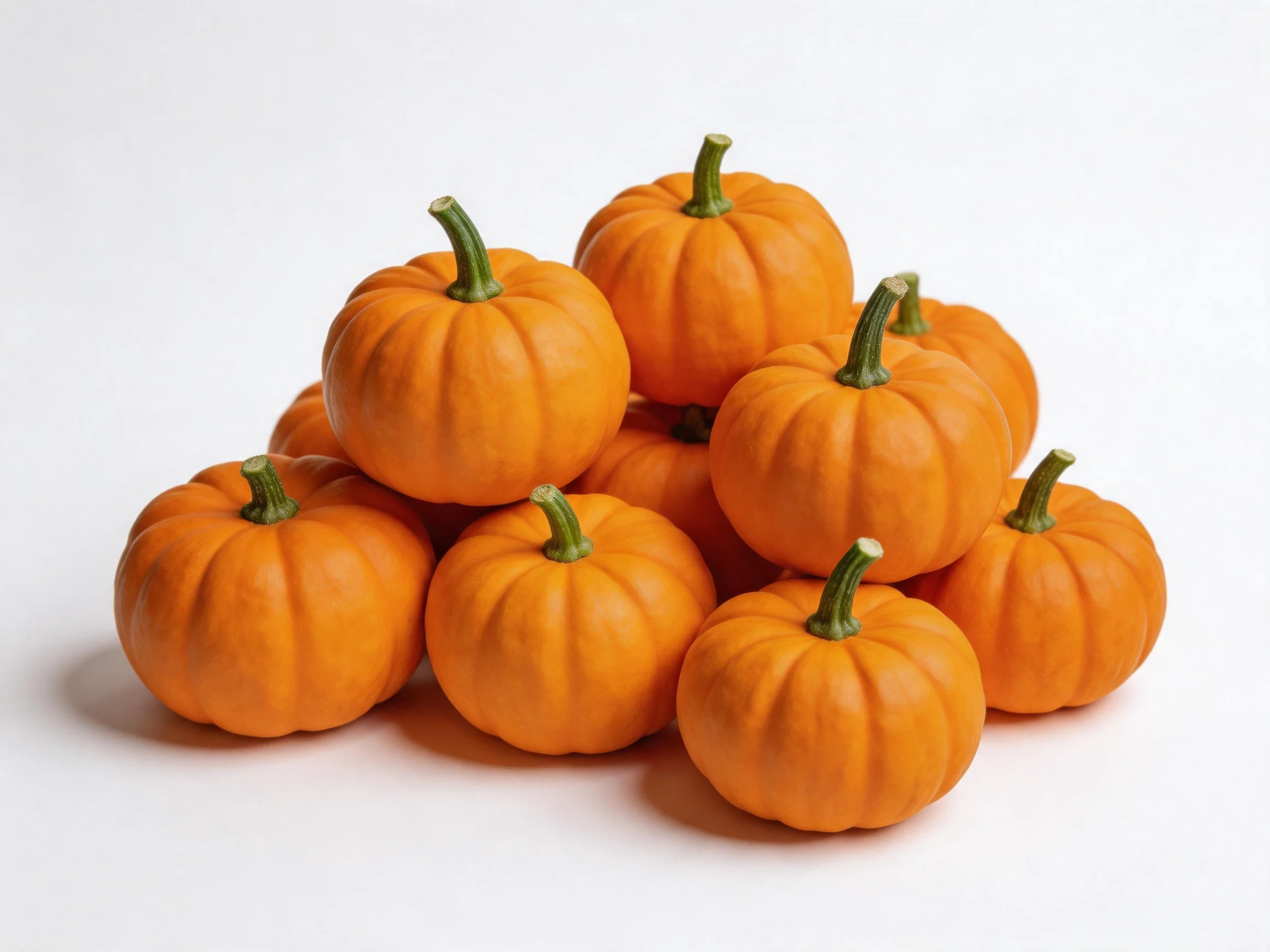 A cluster of small orange pumpkins arranged in a compact formation