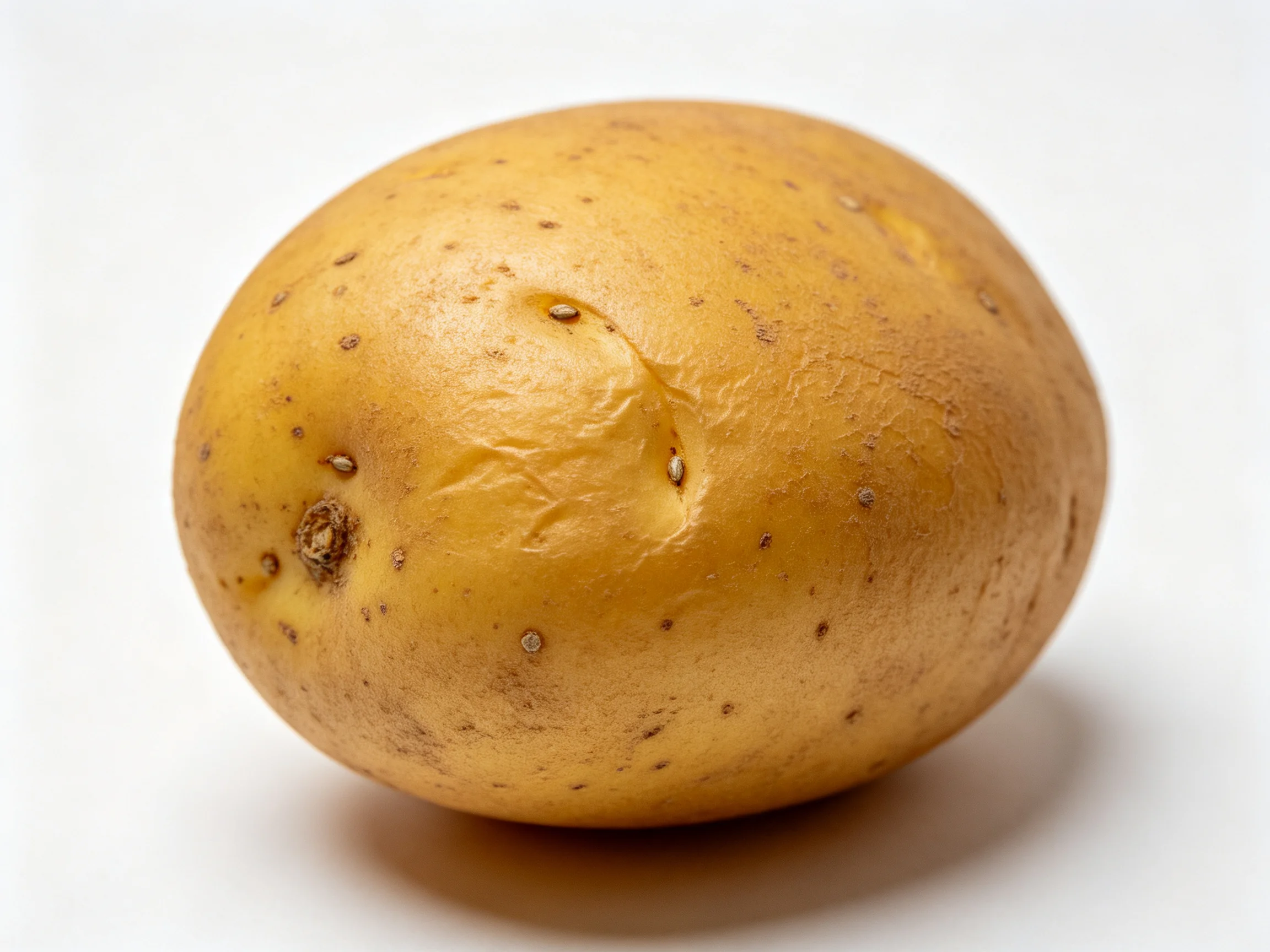 A single golden-brown potato with natural markings