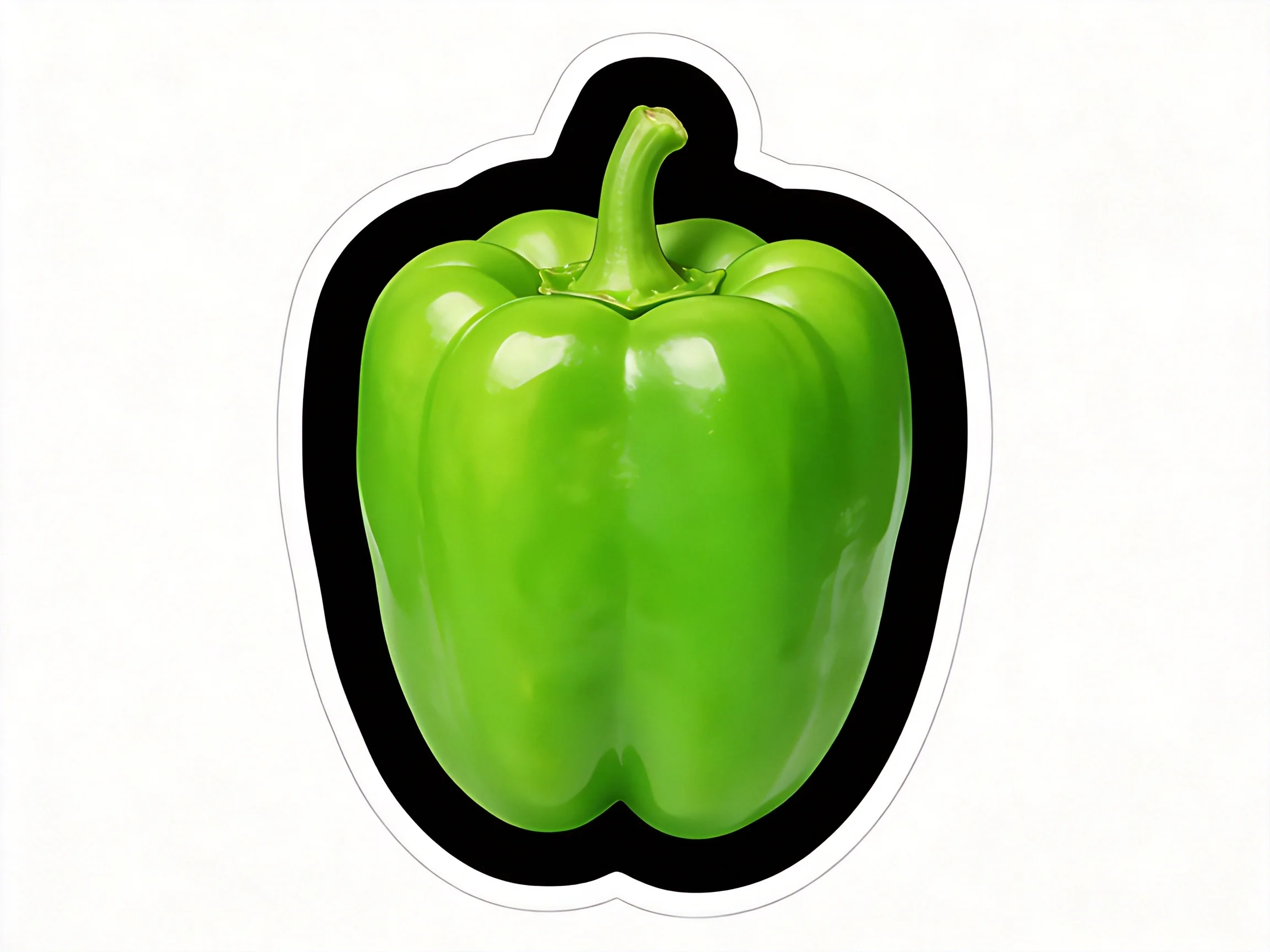 A vibrant green bell pepper with smooth glossy surface