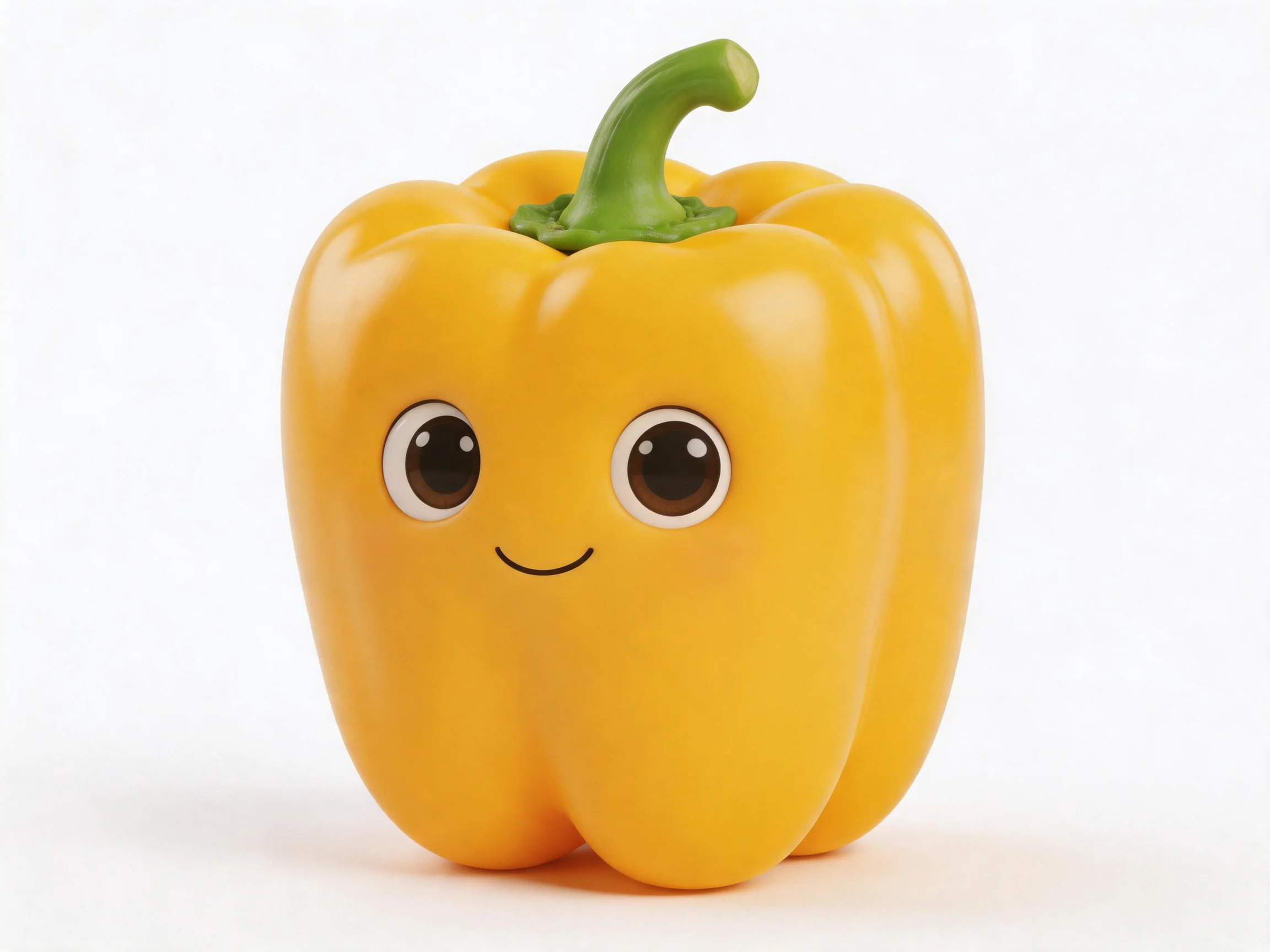 Bright yellow cartoon bell pepper with green stem