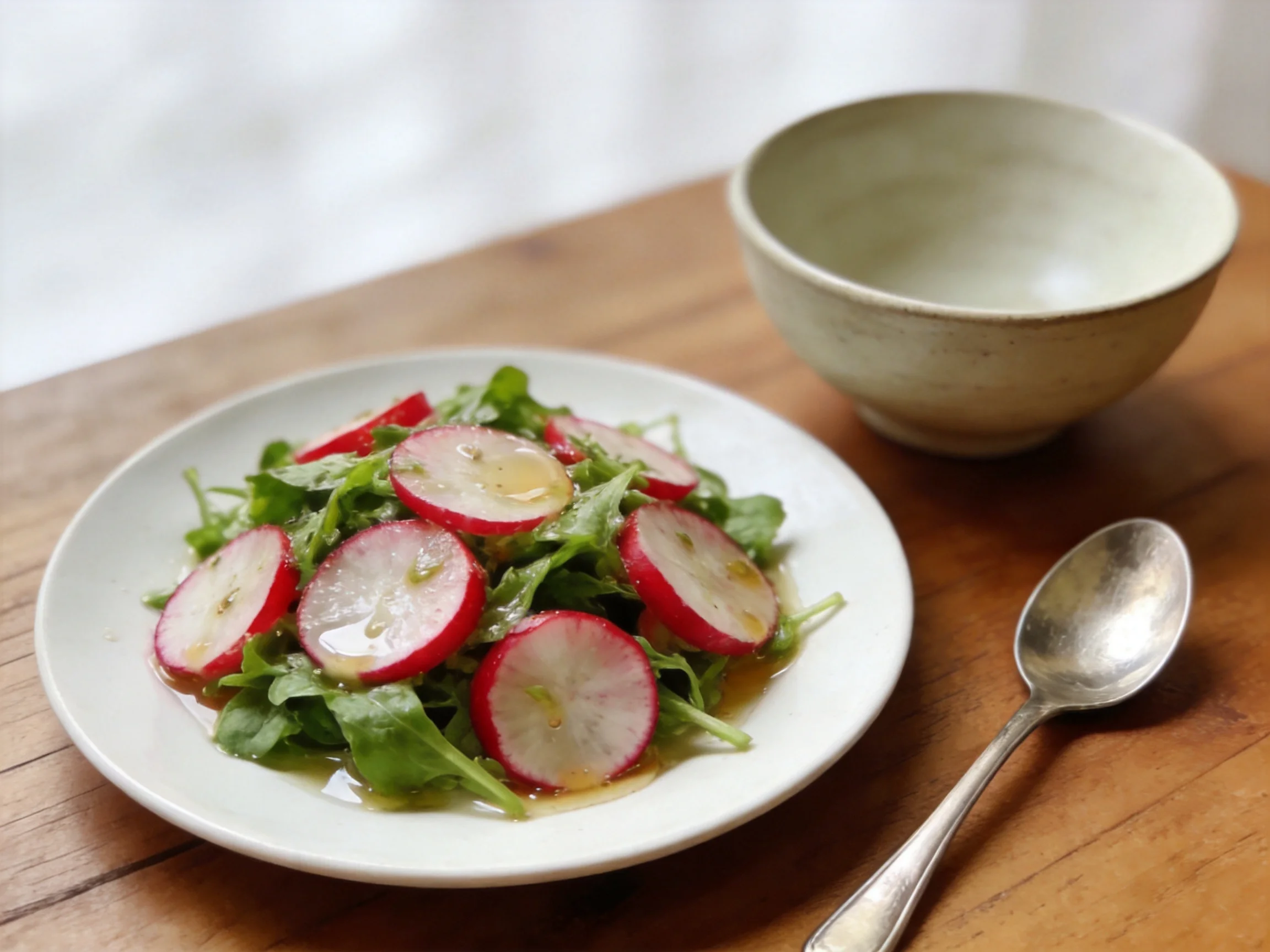 Fresh Radish and Arugula Salad with Dressing