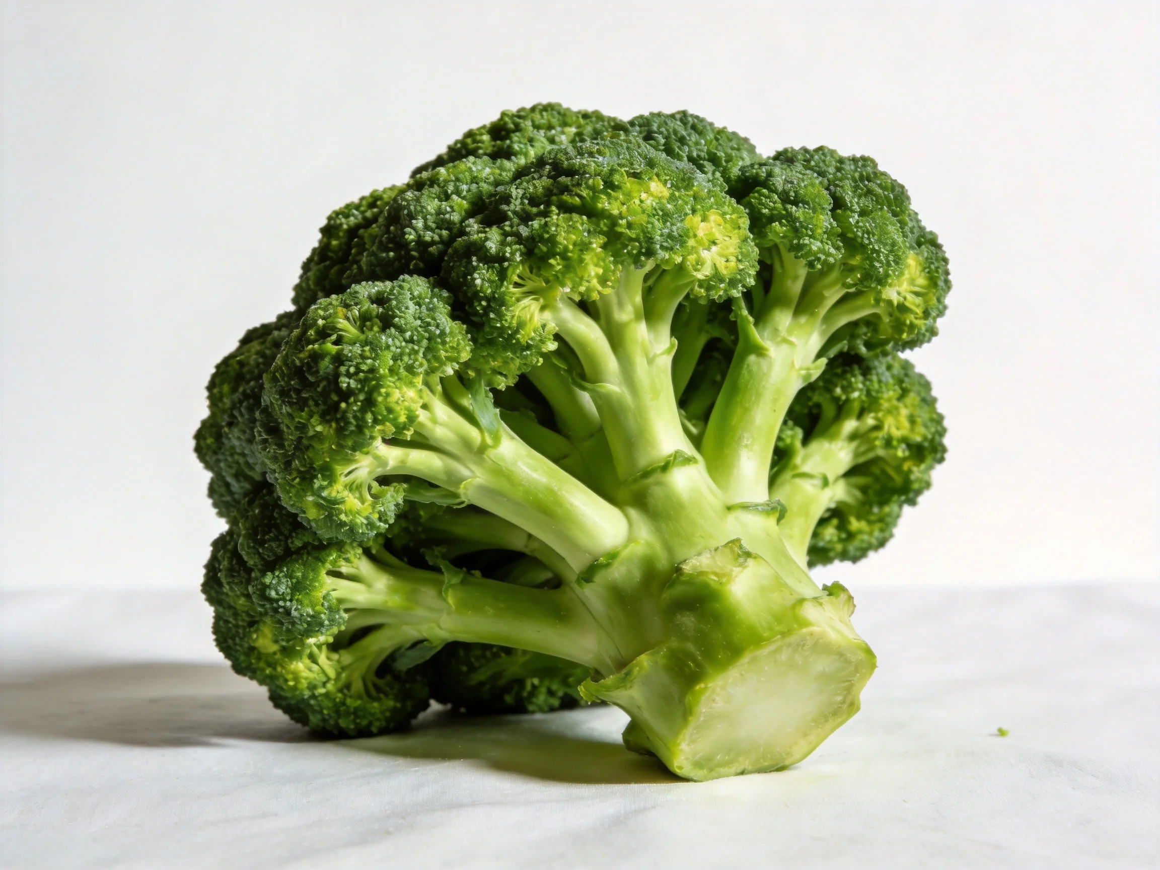 Fresh green broccoli florets with vibrant color and sturdy stems