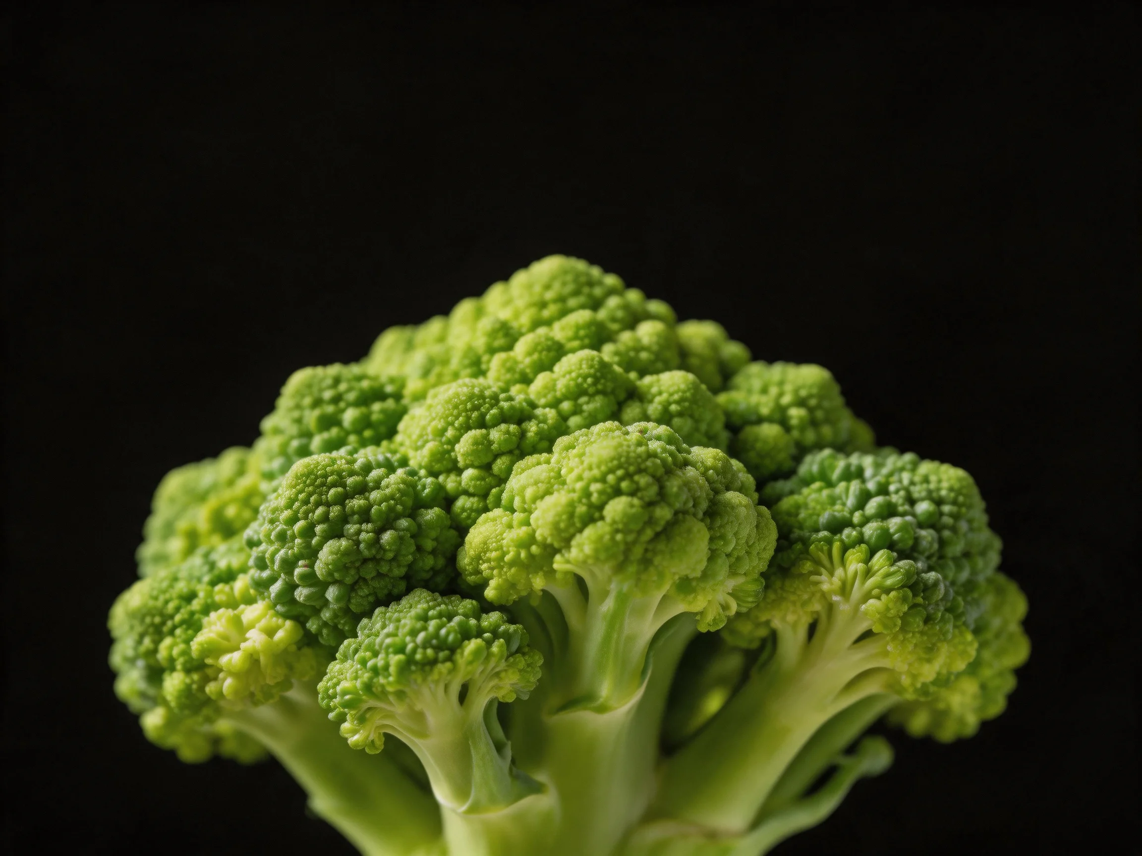 Fresh green broccoli florets with vibrant texture