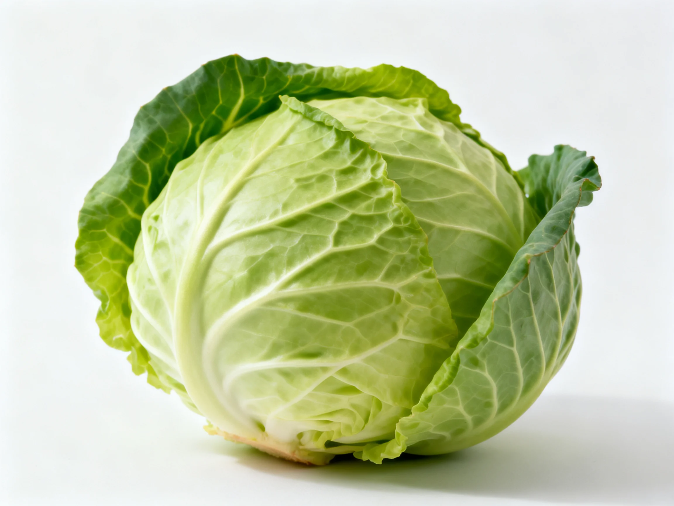 Fresh green cabbage with crisp outer leaves