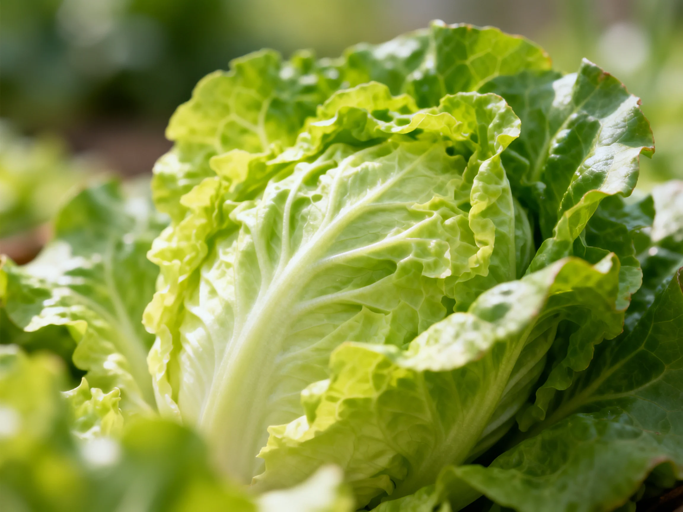 Fresh green lettuce head with crisp textured leaves