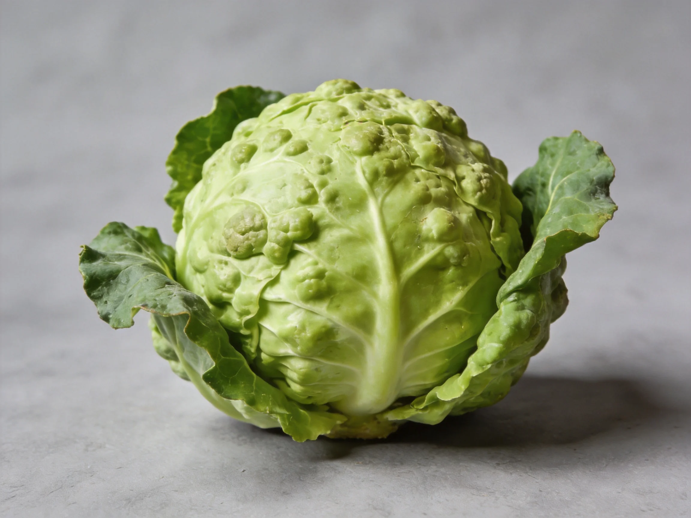 Fresh green textured cabbage with broad outer leaves