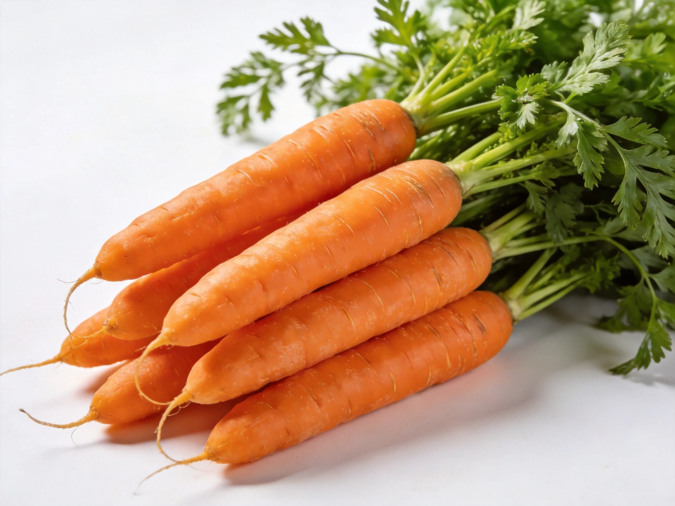 Fresh orange carrots bundled with vibrant green leafy tops