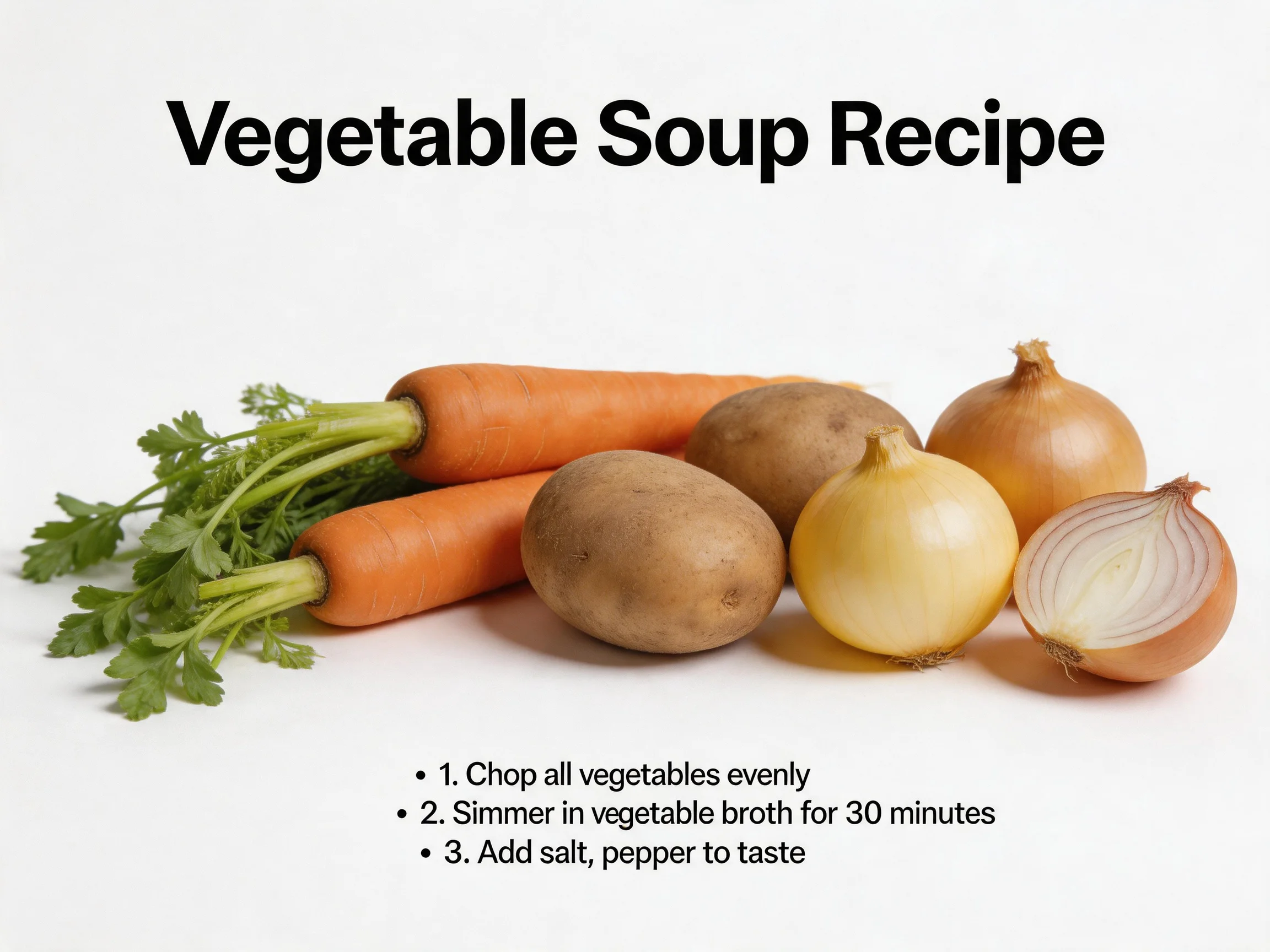 Fresh vegetables prepared for soup recipe