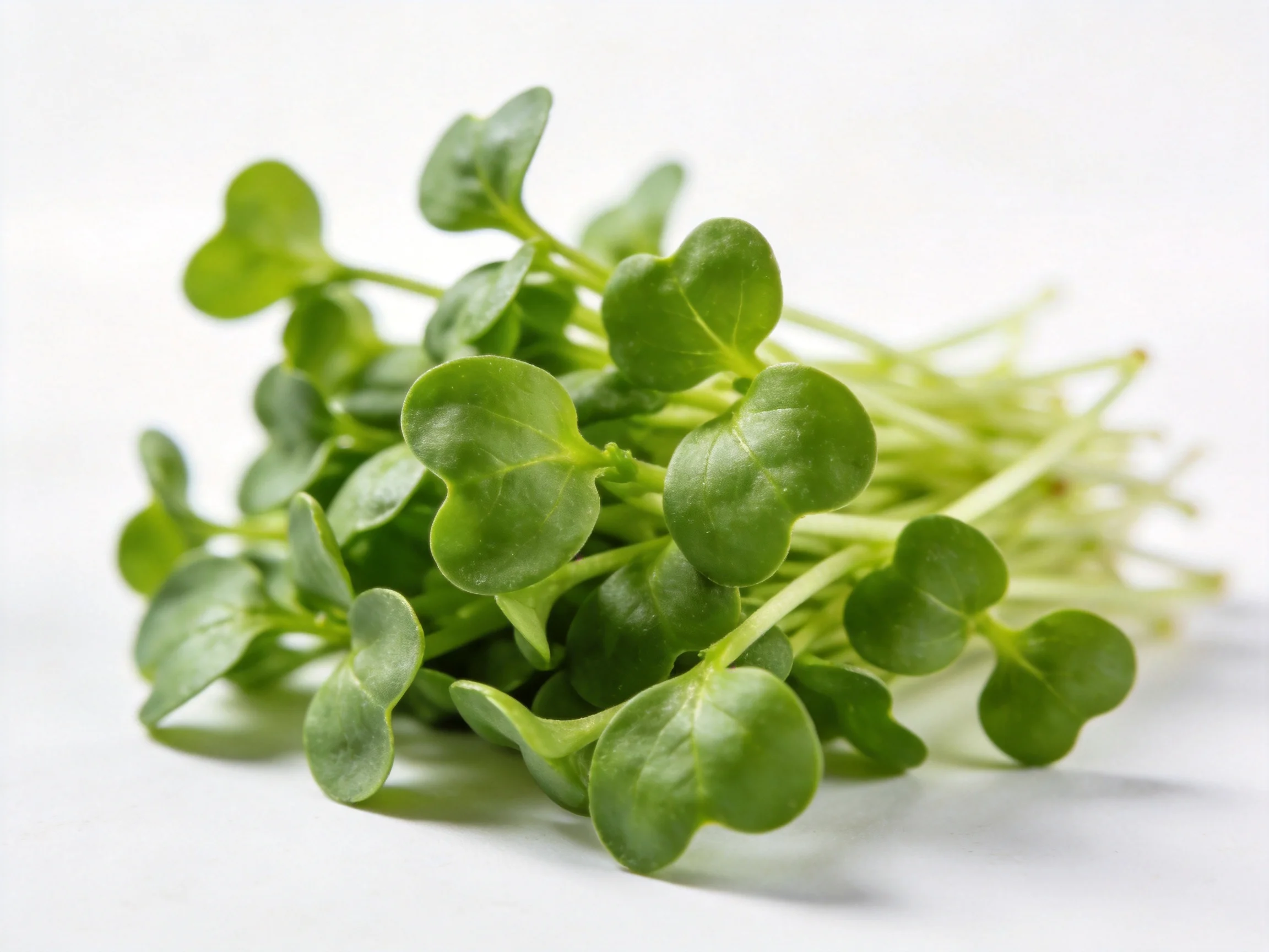 Fresh vibrant green microgreen sprouts clustered together