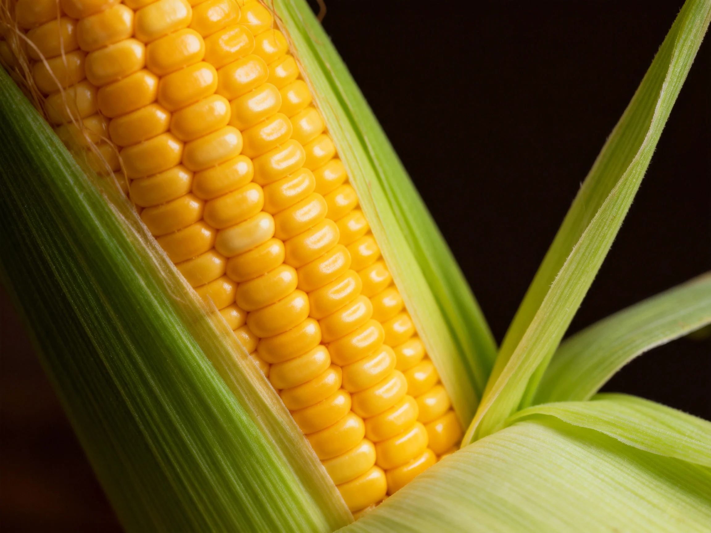 Freshly harvested yellow corn on the cob with vibrant green husks