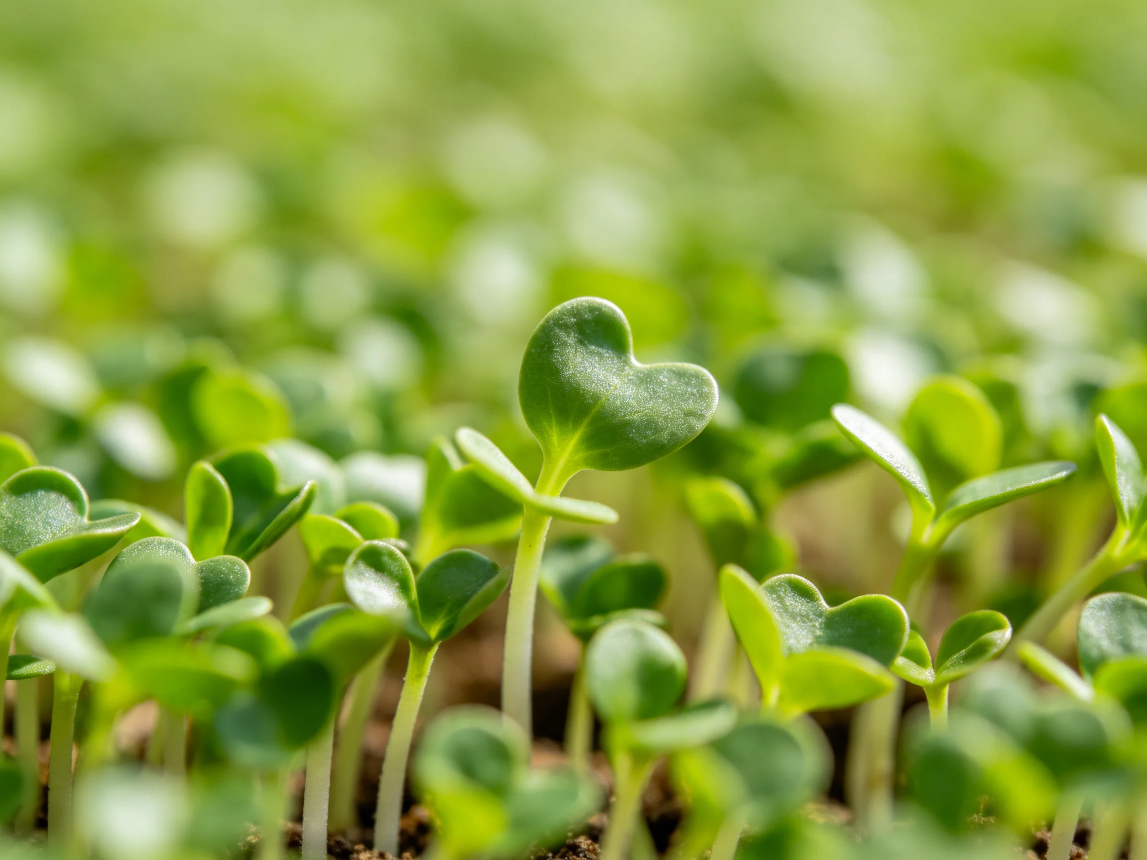 Heart-Shaped Green Sprouts Thriving Under Warm, Diffused Light