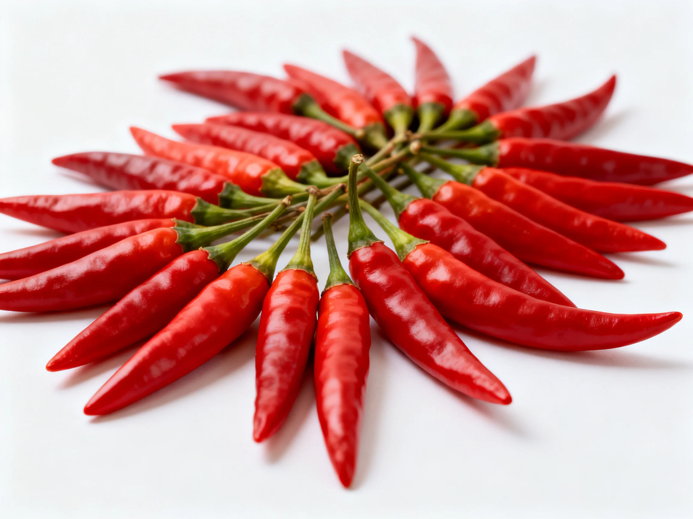 Vibrant red chili peppers arranged in a circular formation