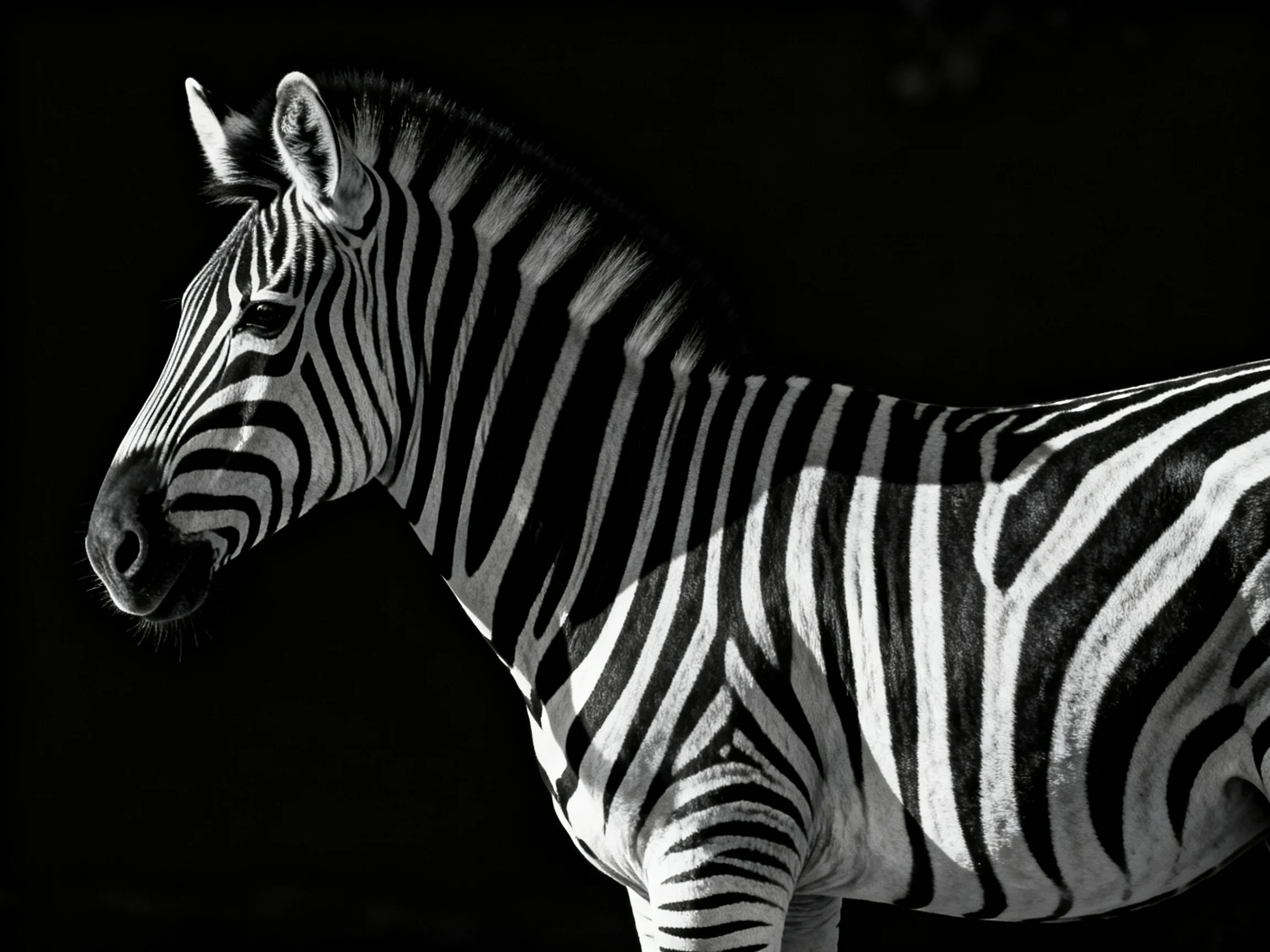 A black and white striped zebra with bold patterns is highlighted.