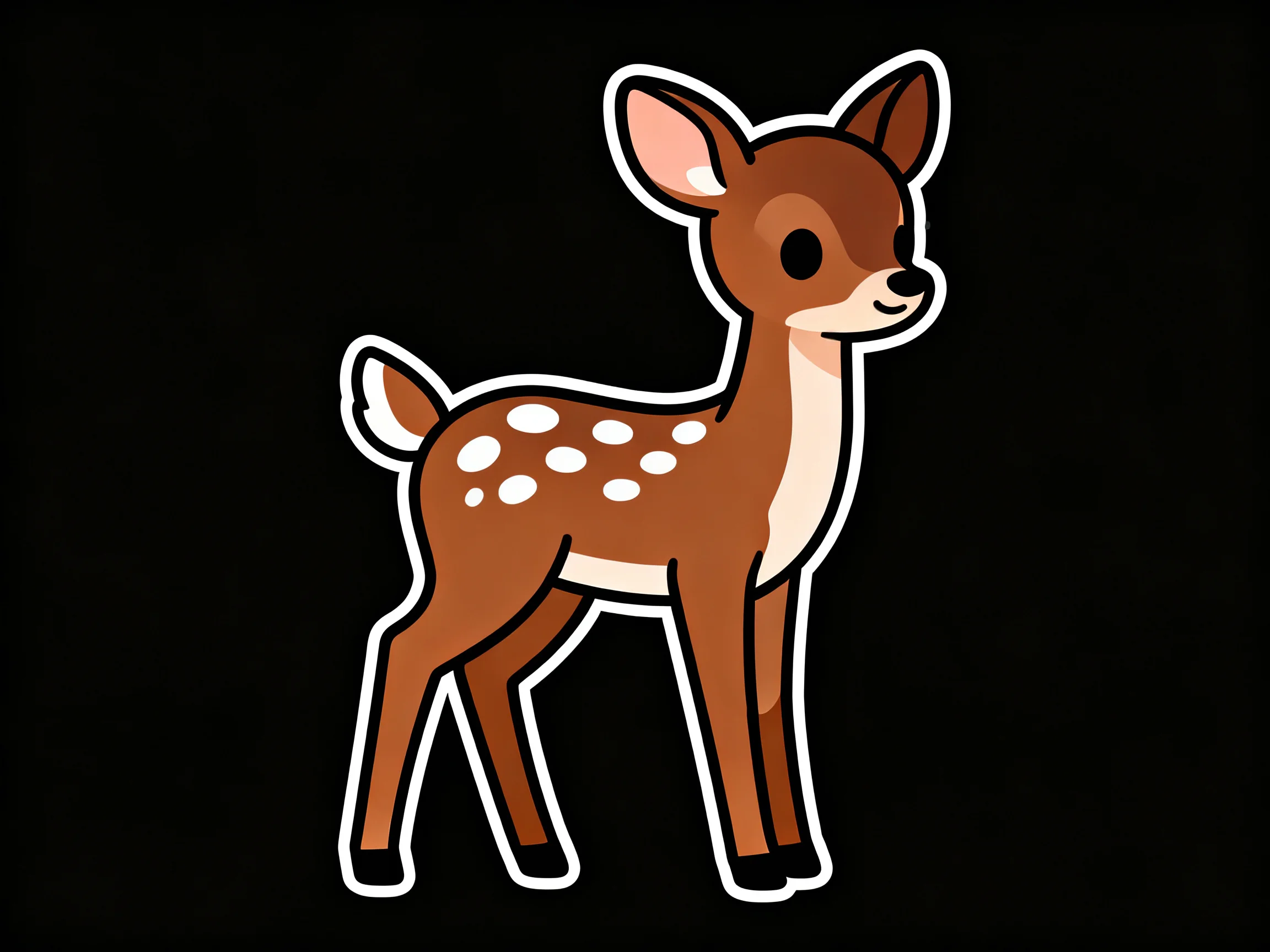 A cartoon-style spotted fawn with brown and white coloring