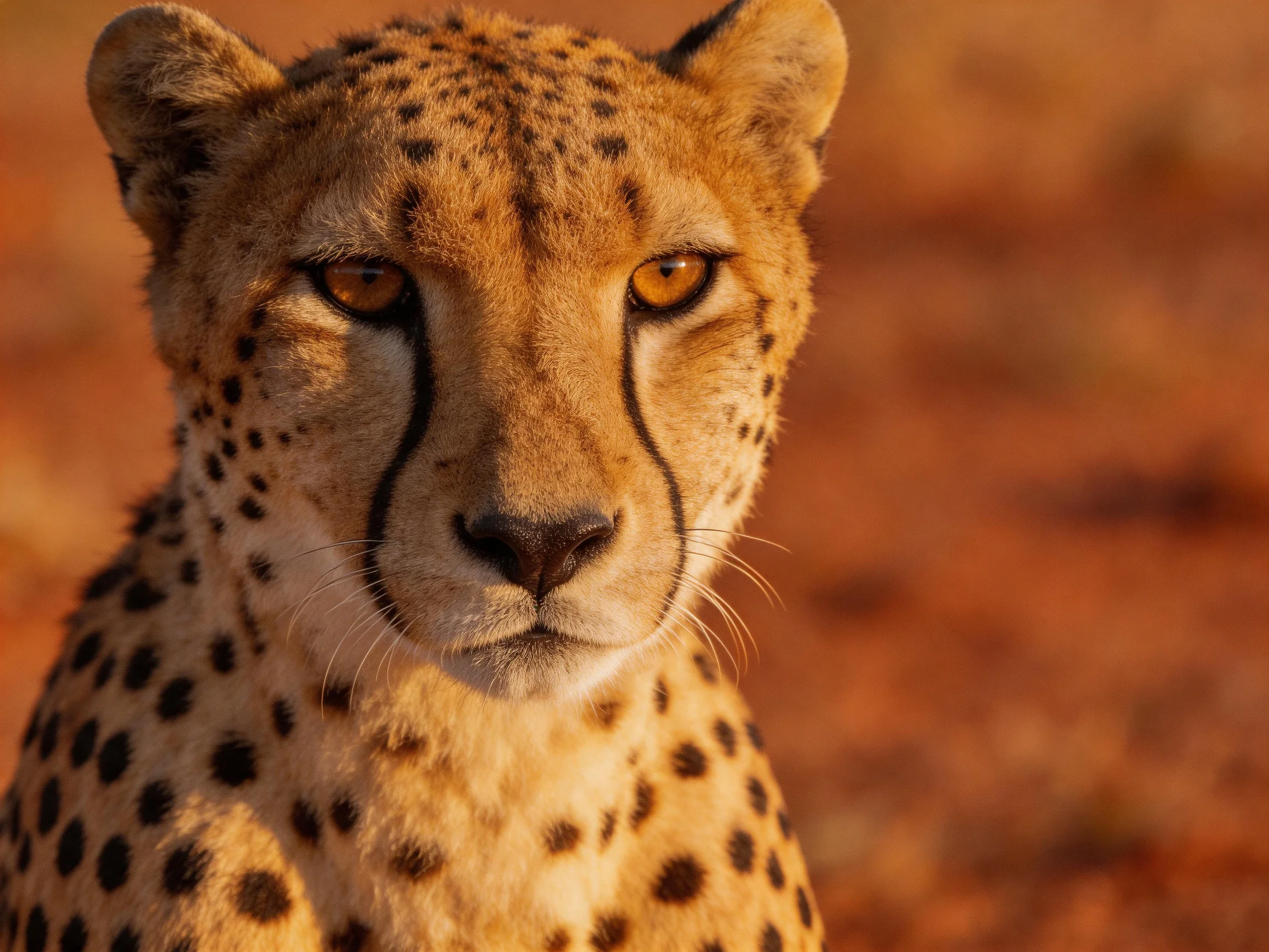 A cheetah with golden fur and distinct dark spots