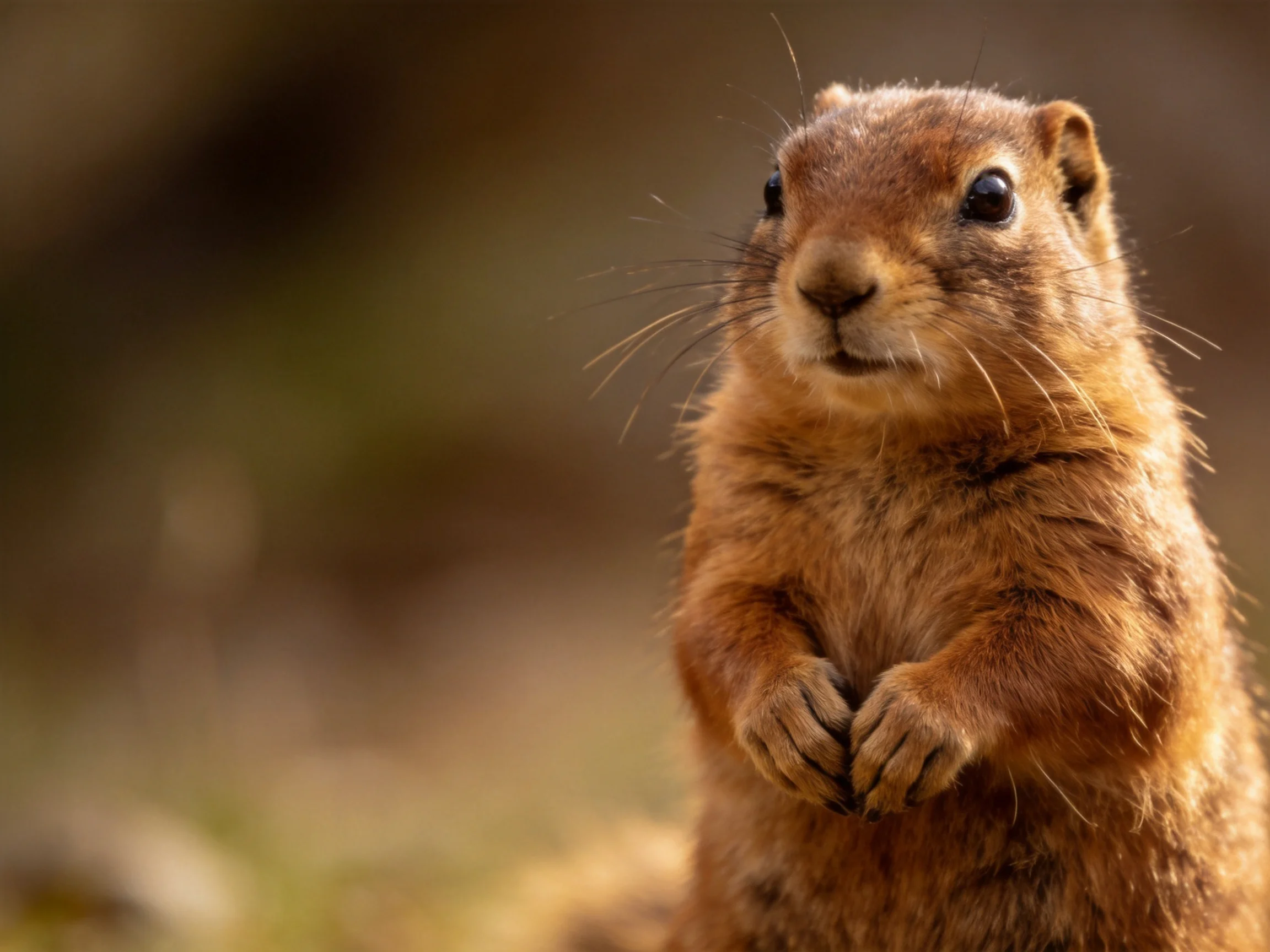 A close-up of a reddish-brown squirrel standing upright outdoors