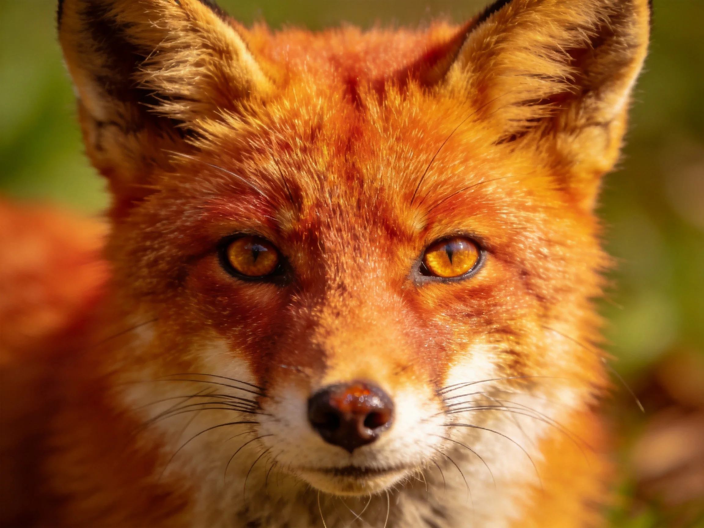 A close - up of a vibrant orange fox with sharp amber eyes