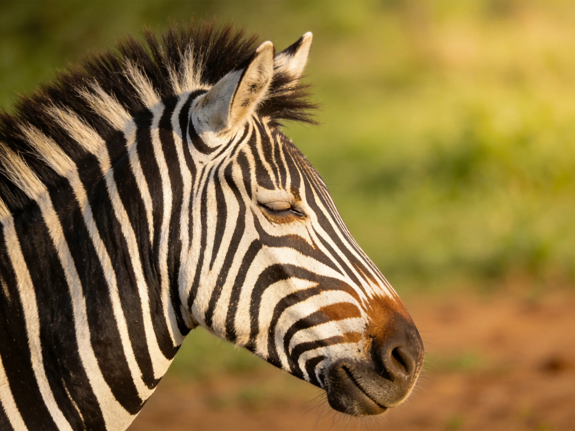 A close-up of a zebra displaying bold black and white stripes