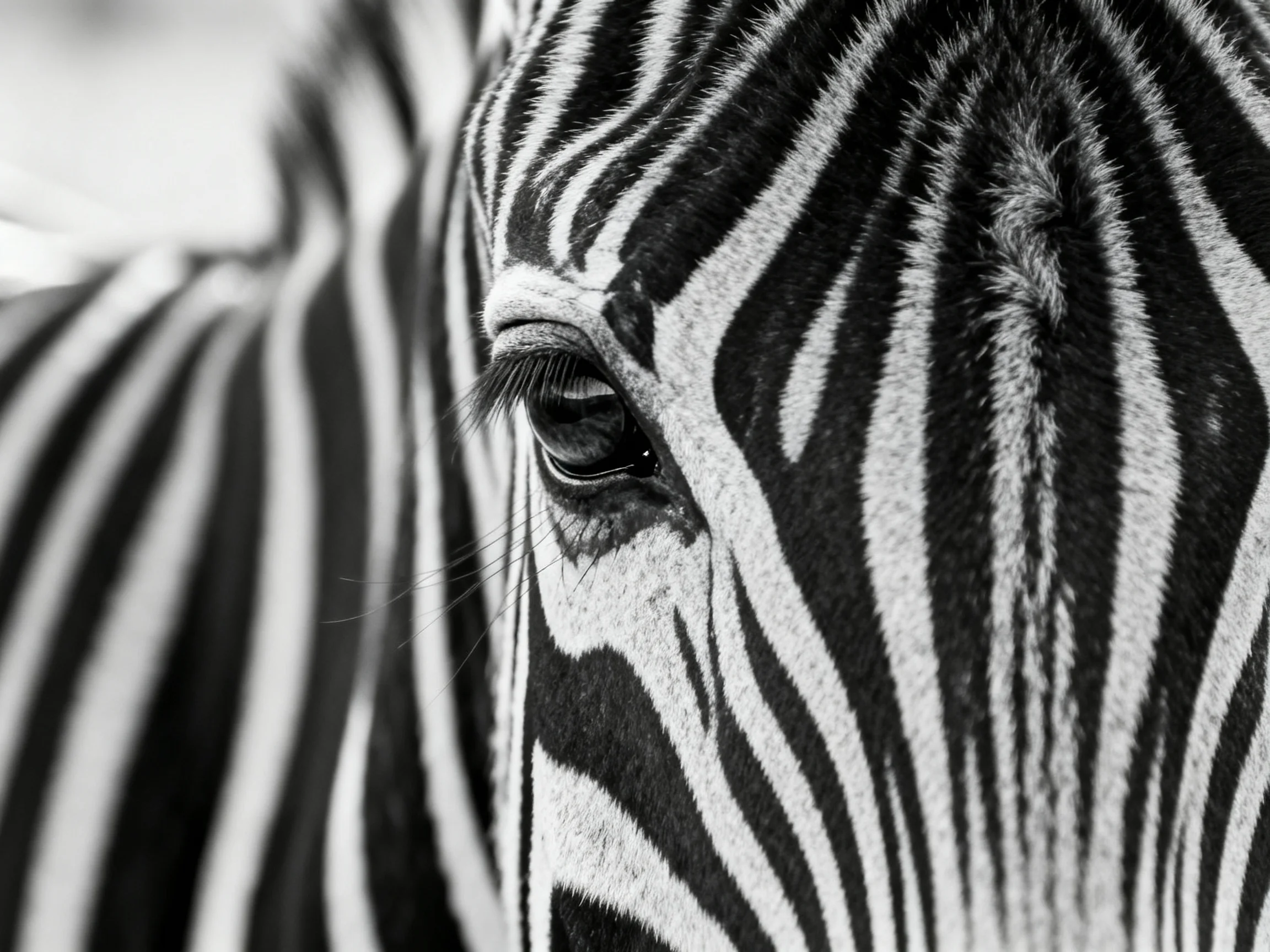 A close - up of a zebras head showcasing distinct black and white stripes