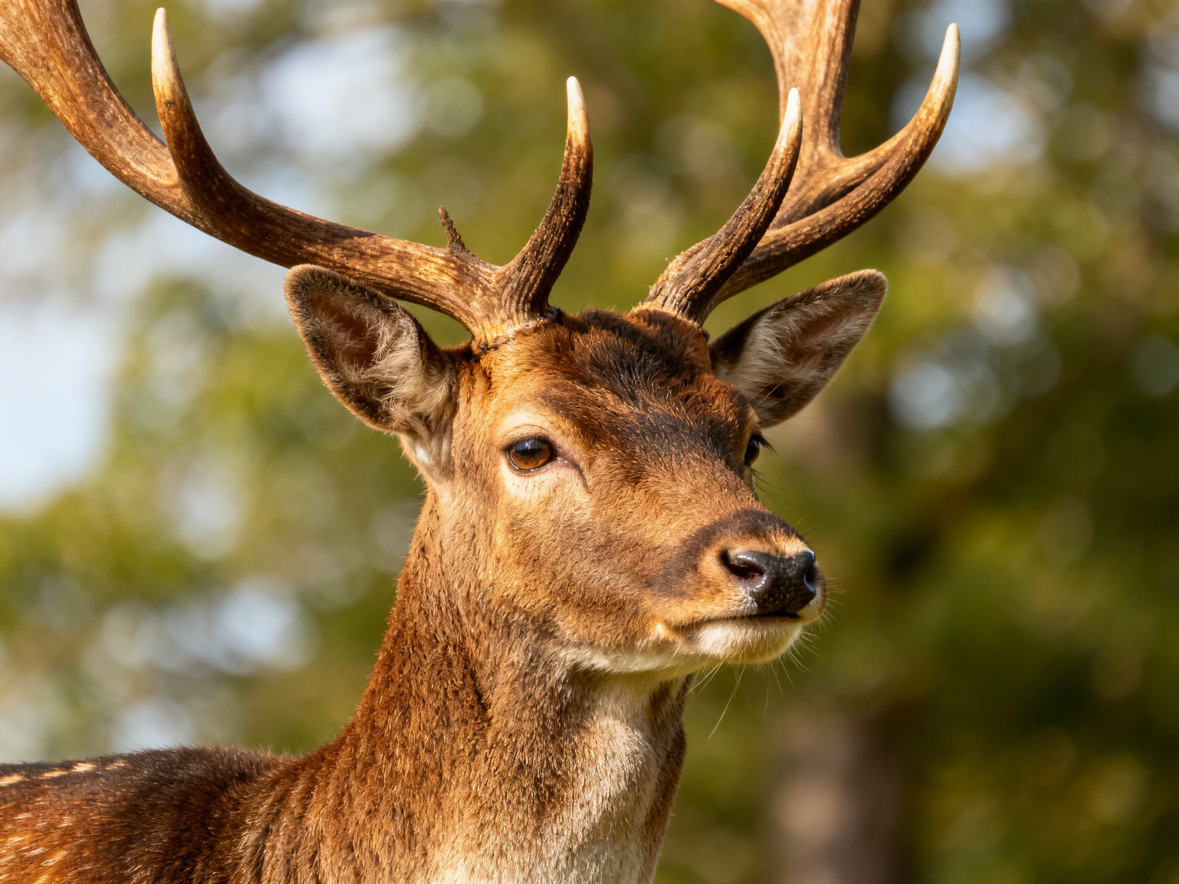 A close - up of a deer with prominent antlers in a natural environment.
