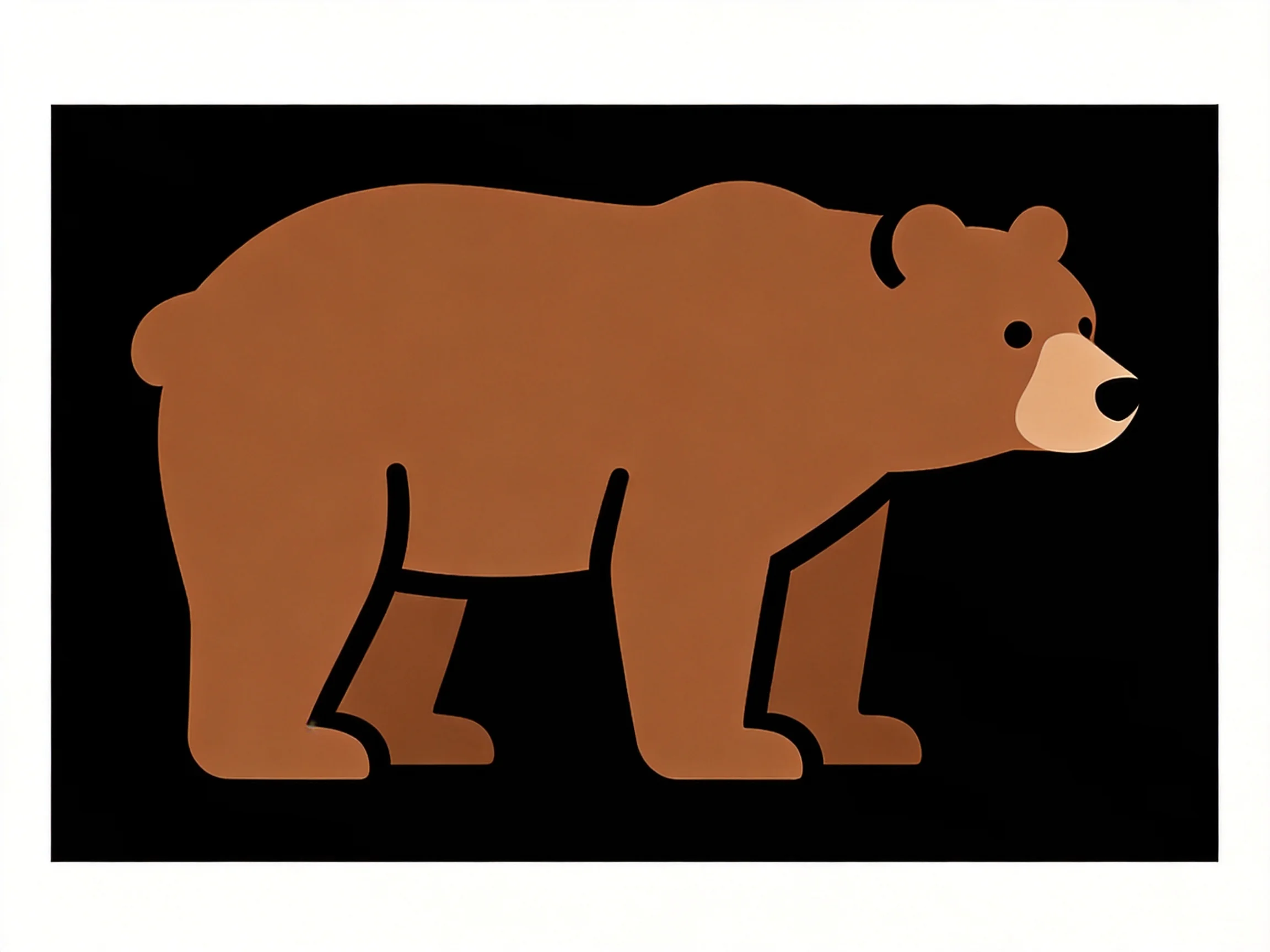 A stylized brown bear illustration on a solid black background
