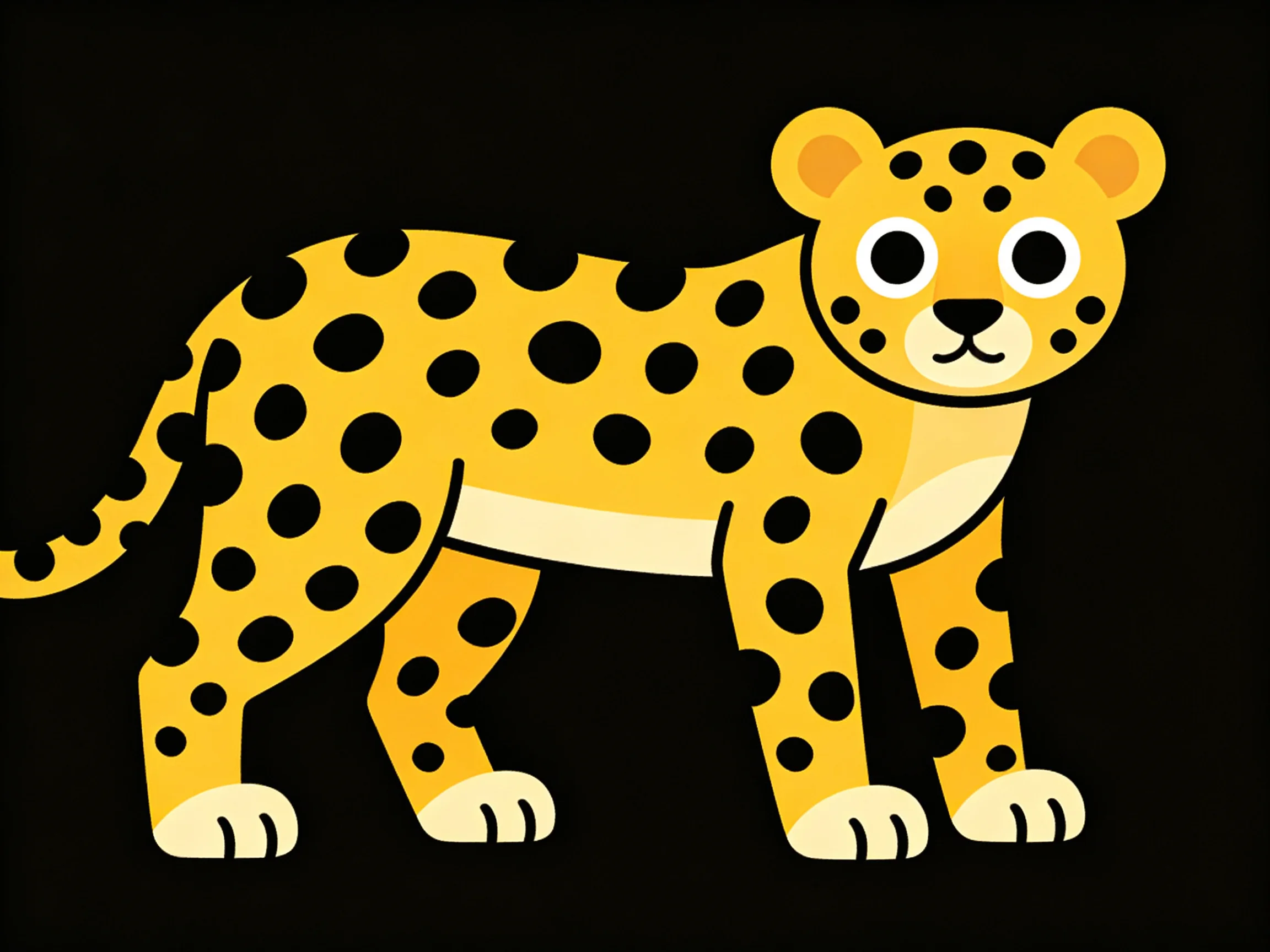 A stylized yellow jaguar with bold black spots