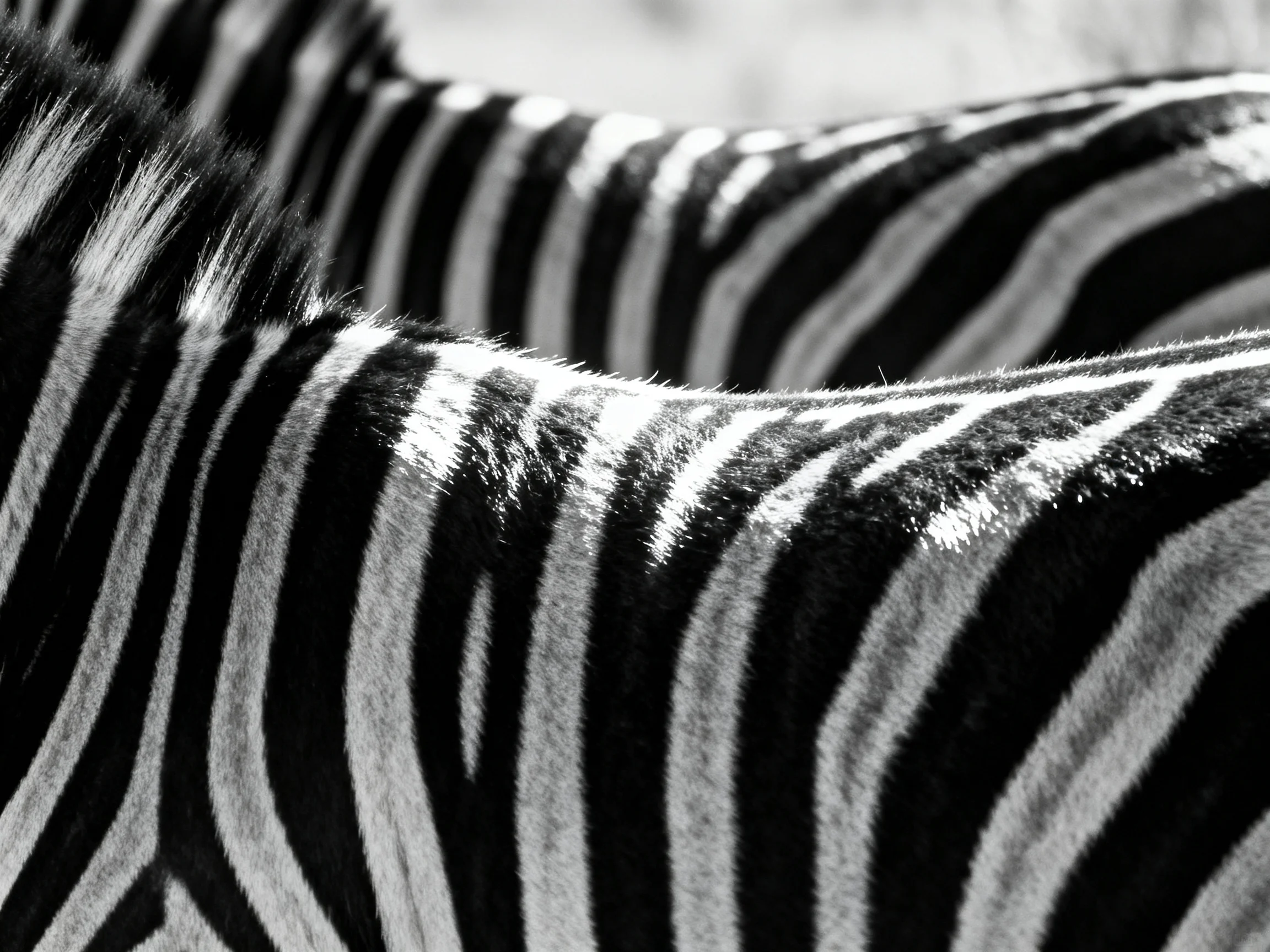 Black and white striped zebras in close - up view