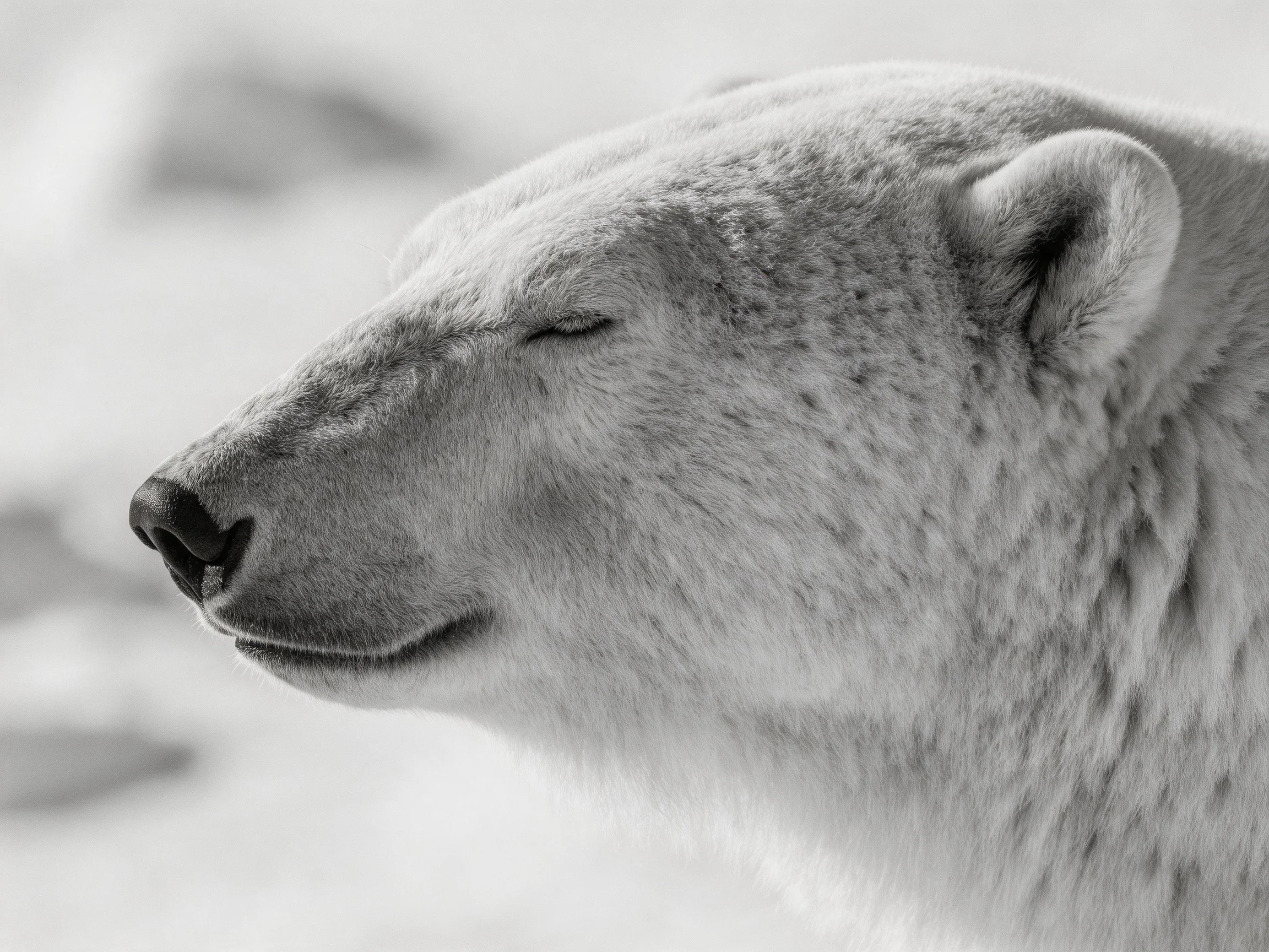 Close - up Profile of a Polar Bear with Closed Eyes
