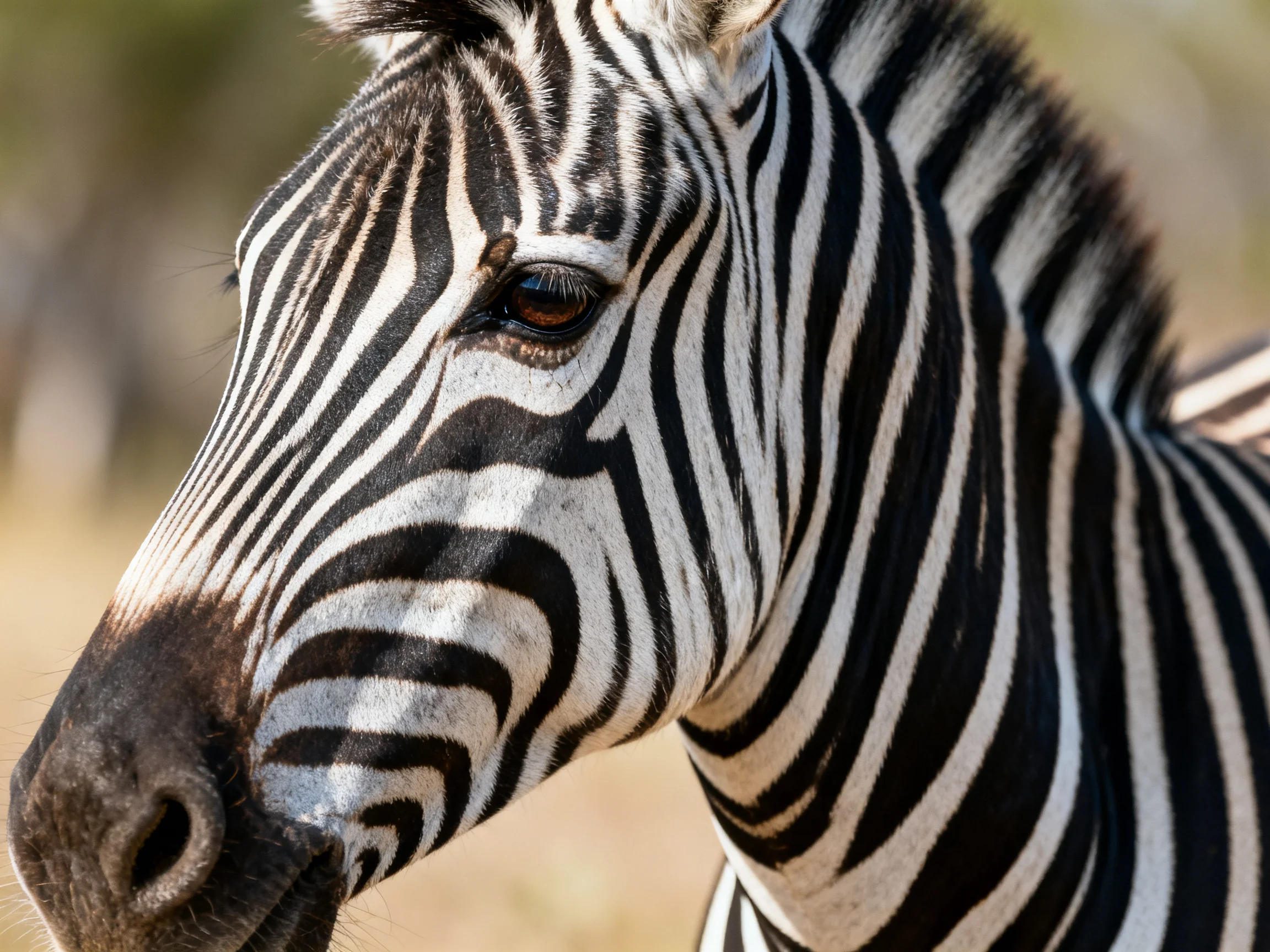 A close - up of a zebra’s head showcases its unique striped pattern.