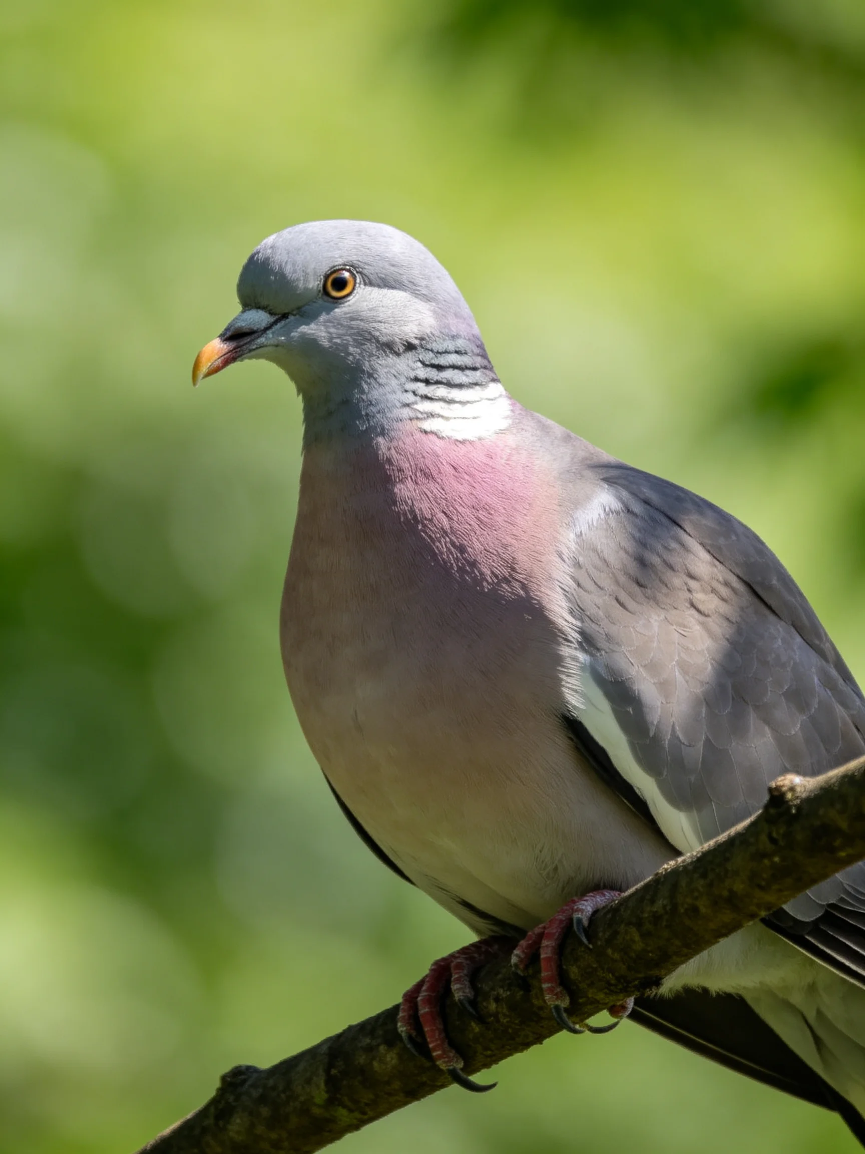 A Gray-headed Pigeon with Pink Chest Perched on a Branch