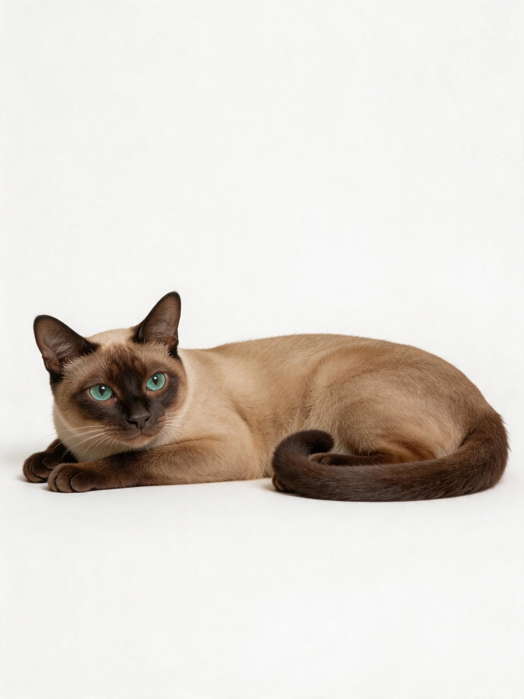A Siamese cat with cream and dark brown fur resting